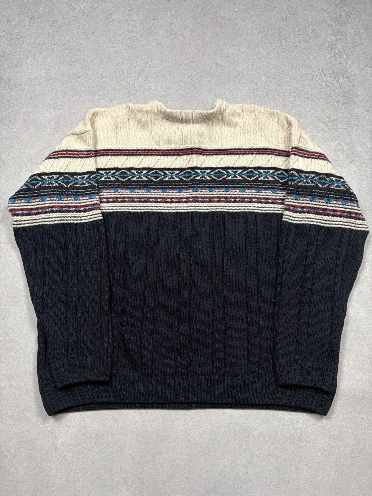 Lacoste Lacoste Vintage Wool Blend Nordic Knit Sweater Aztec Patern Size US XL / EU 56 / 4 - 12 Thumbnail