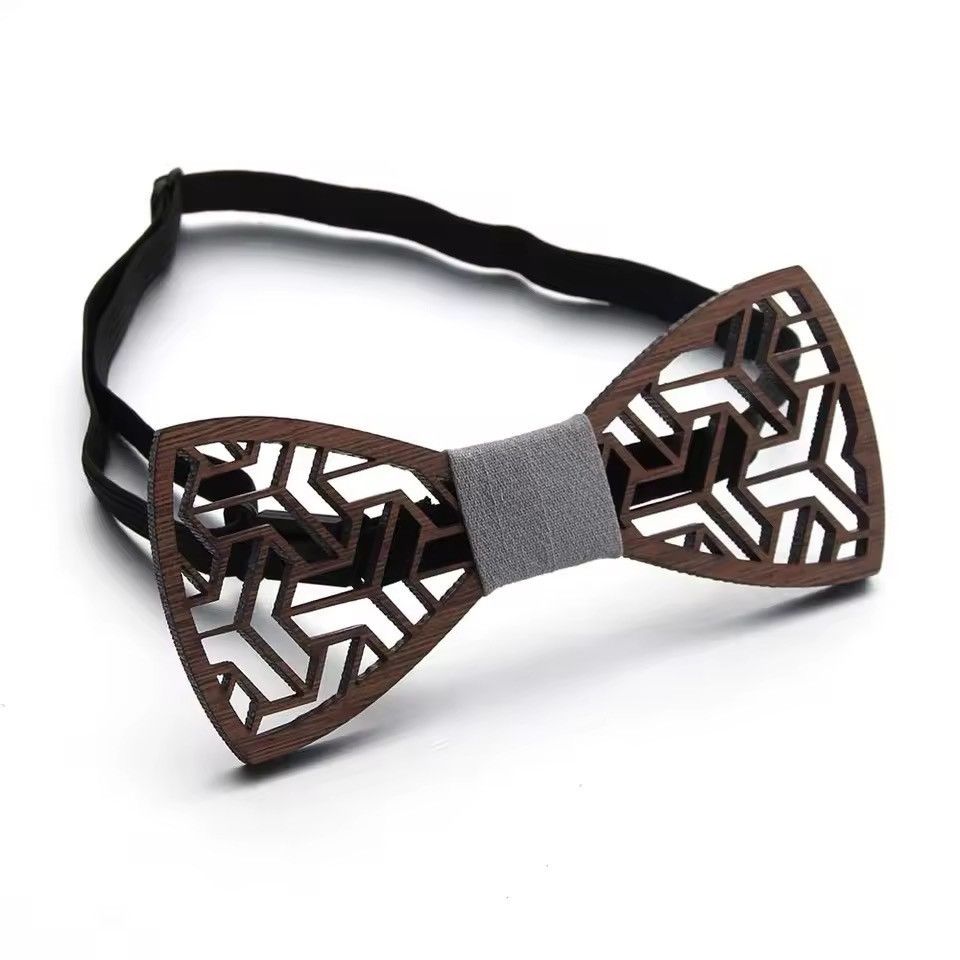 Vintage Geometric Carved Wood Neck Tie Size ONE SIZE - 4 Thumbnail