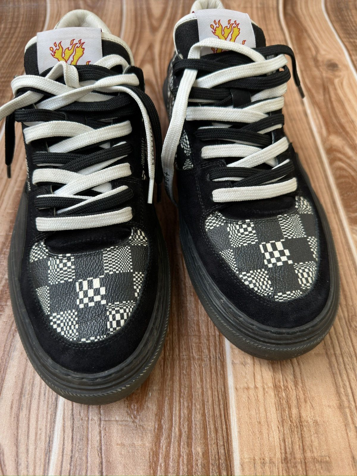 Louis Vuitton LV Ollie Black Plaid Monogram Sneakers Size US 10 / EU 43 - 5 Thumbnail