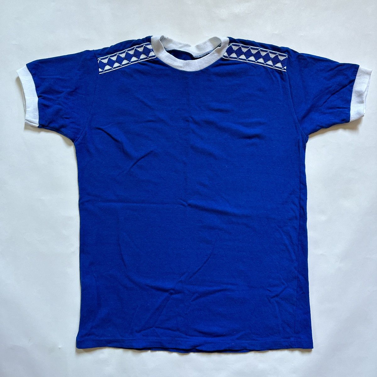 Vintage Vintage Ringer tee jersey crew cotton tee diamond pattern Size US S / EU 44-46 / 1 - 1 Thumbnail