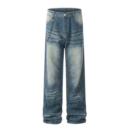 VIBE Men's trendy lightning distressed washed jeans Size US 32 / EU 48 - 1 Thumbnail