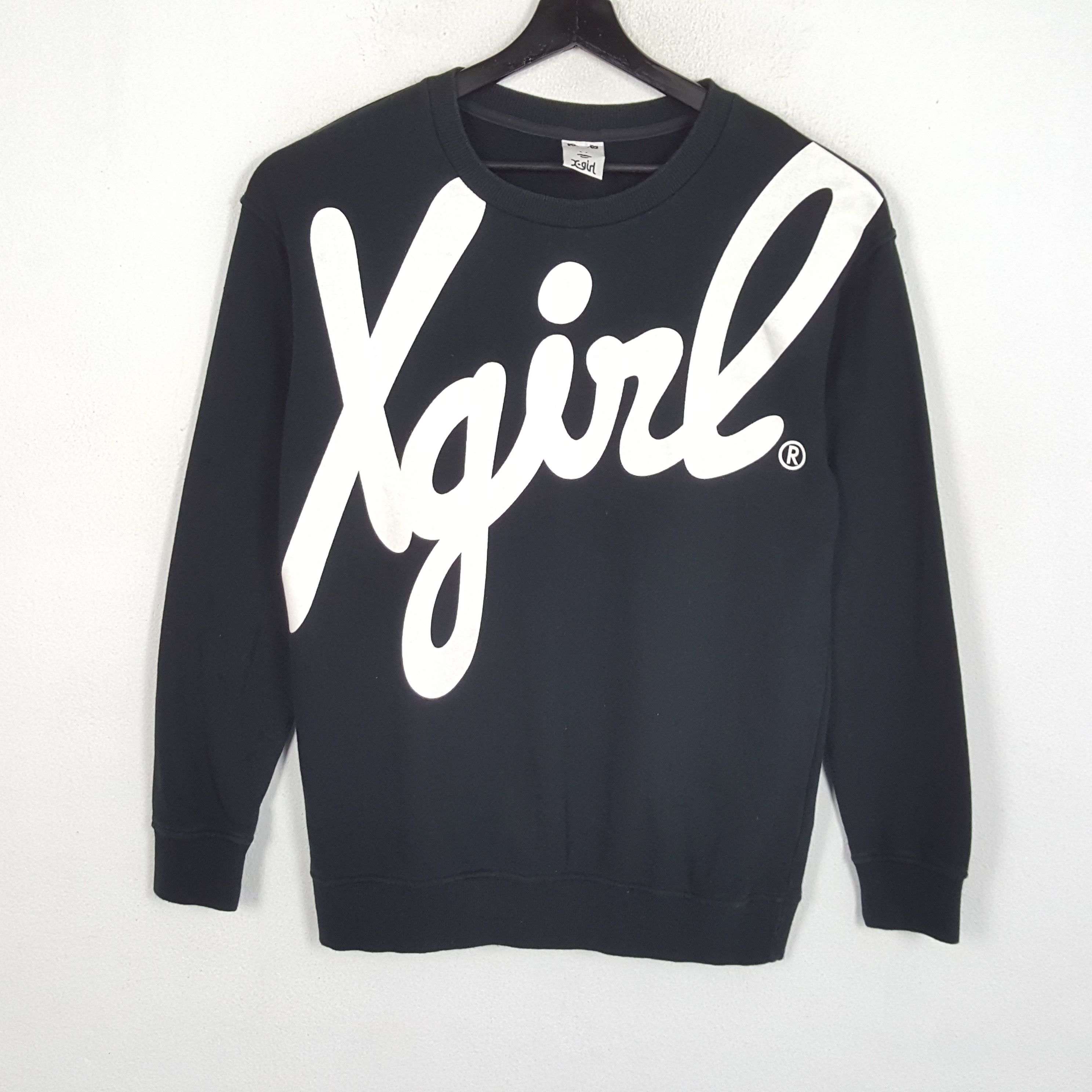 image of Vintage Xgirl Japanese Streetwear Style Spell Out Design Sweatshirt in Black, Men's (Size Small)