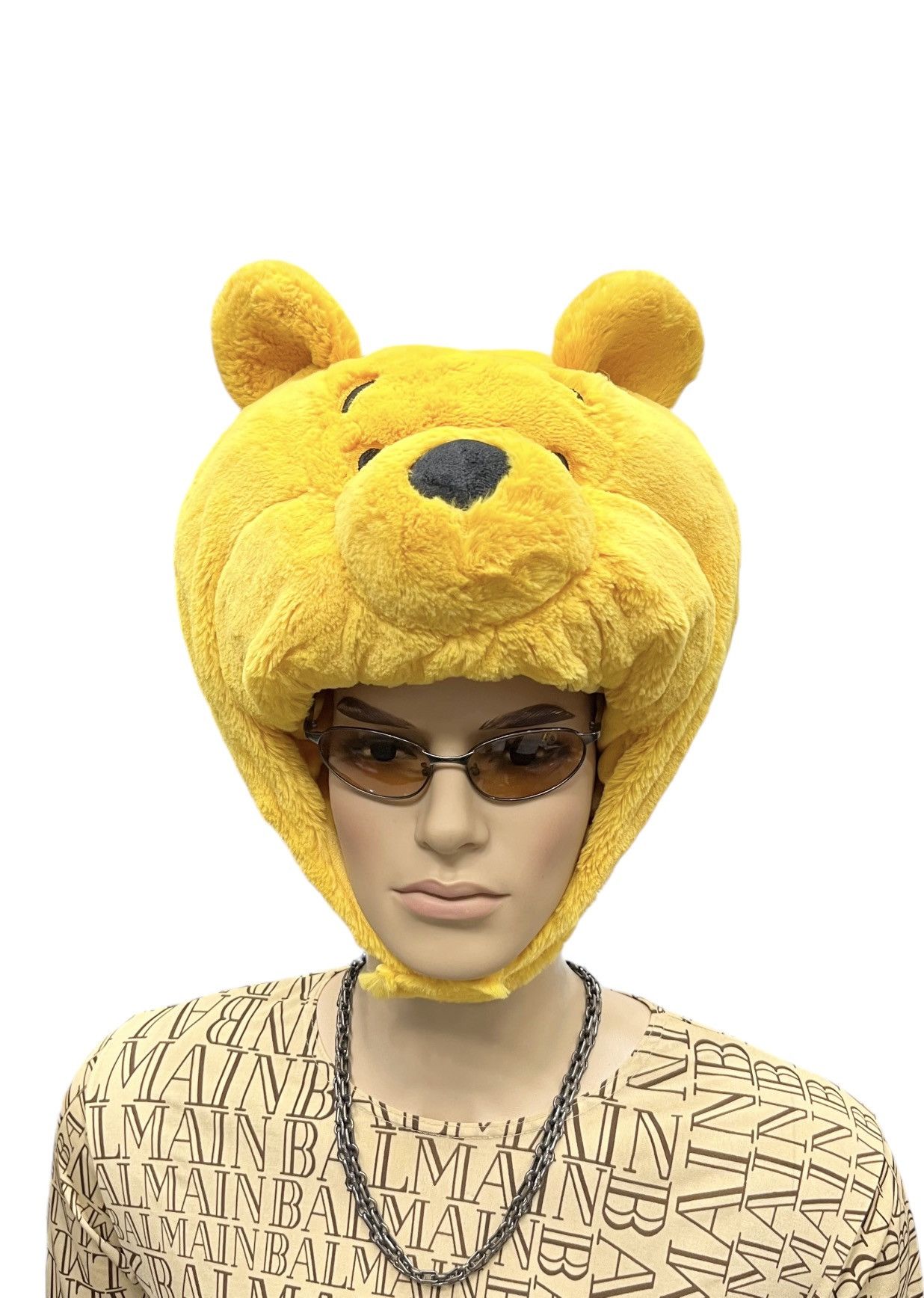 Disney DOPE DISNEY💥Vtg WINNIE THE POOH Fluffy Costume Trapper Hat Size ONE SIZE - 1 Thumbnail