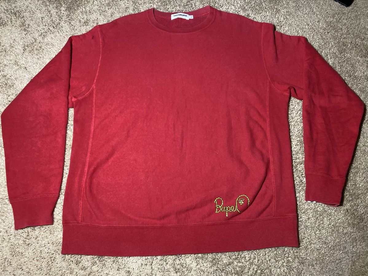 Bape 2012 Bape ASNKA Cursive Logo Graphic Crewneck Red Nigo OG Size US L / EU 52-54 / 3 - 2 Thumbnail