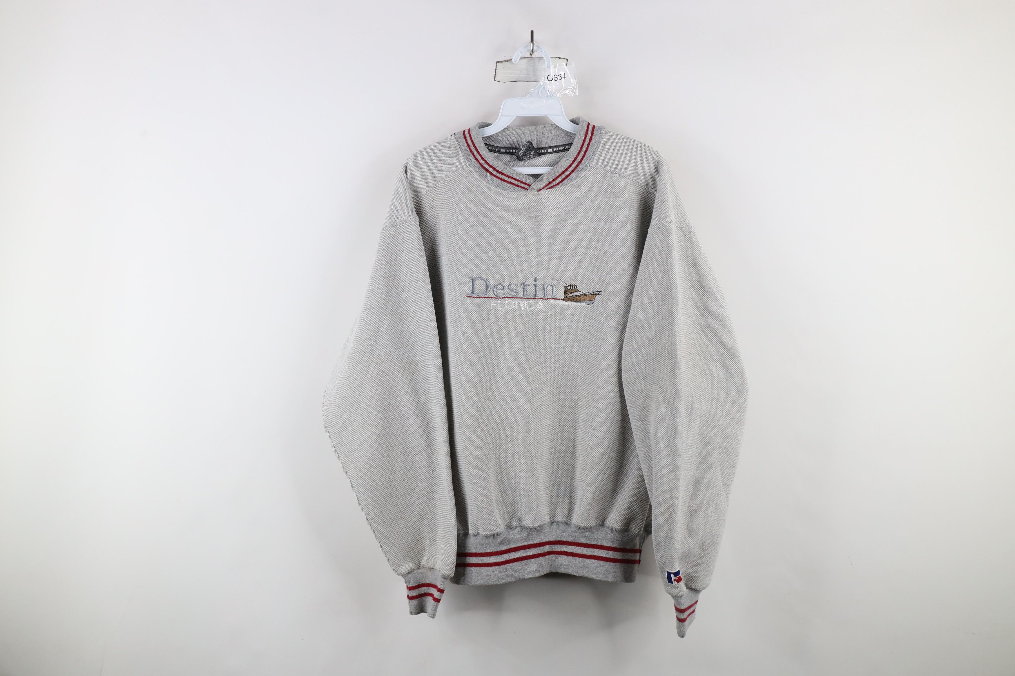 Russell Athletic × Vintage Vintage 90s Russell Athletic Boat Sweatshirt Gray USA Size US M / EU 48-50 / 2 - 1 Thumbnail