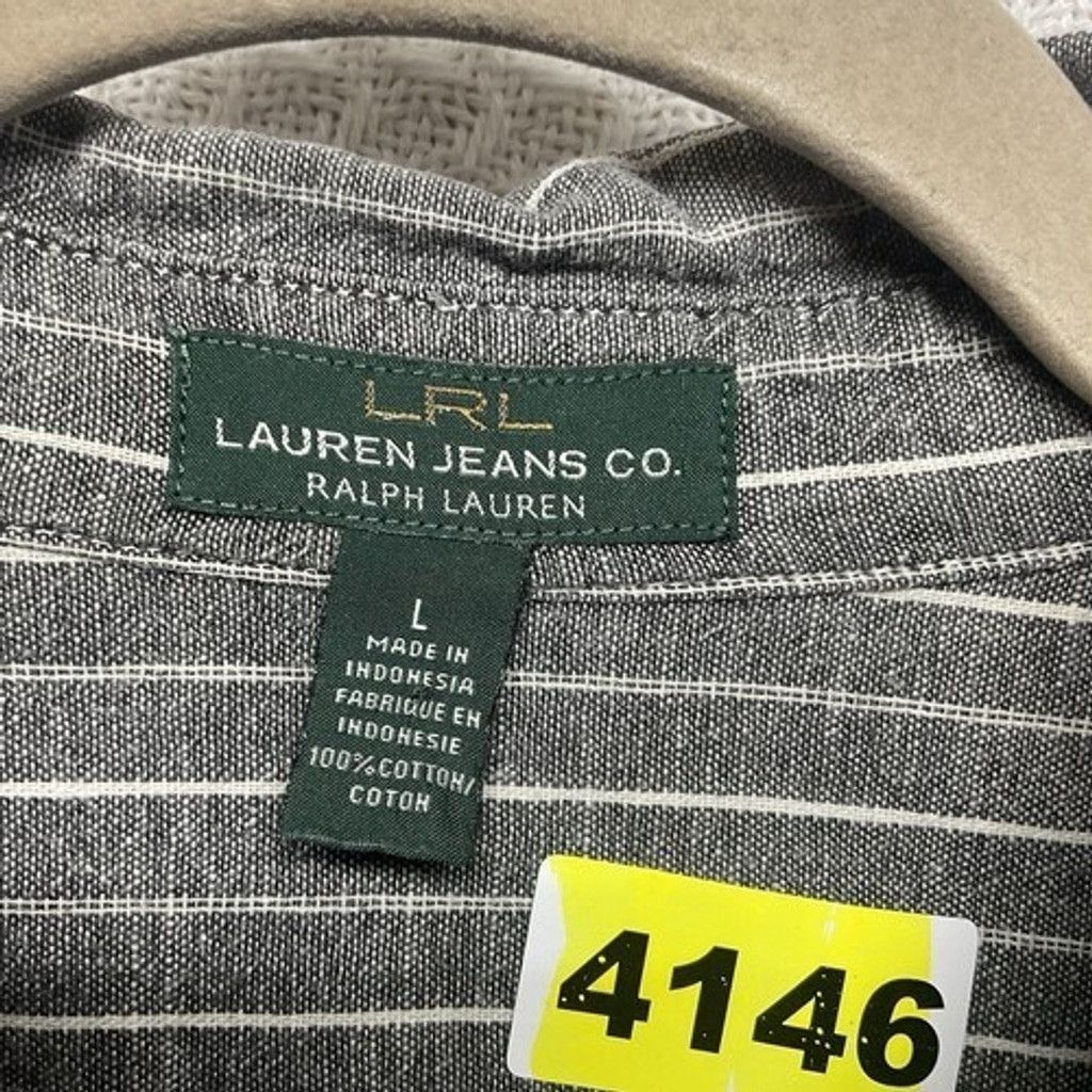 Ralph Lauren Ralph Lauren Gray/White StripeCotton Button Up Shirt Women L Size L / US 10 / IT 46 - 2 Thumbnail