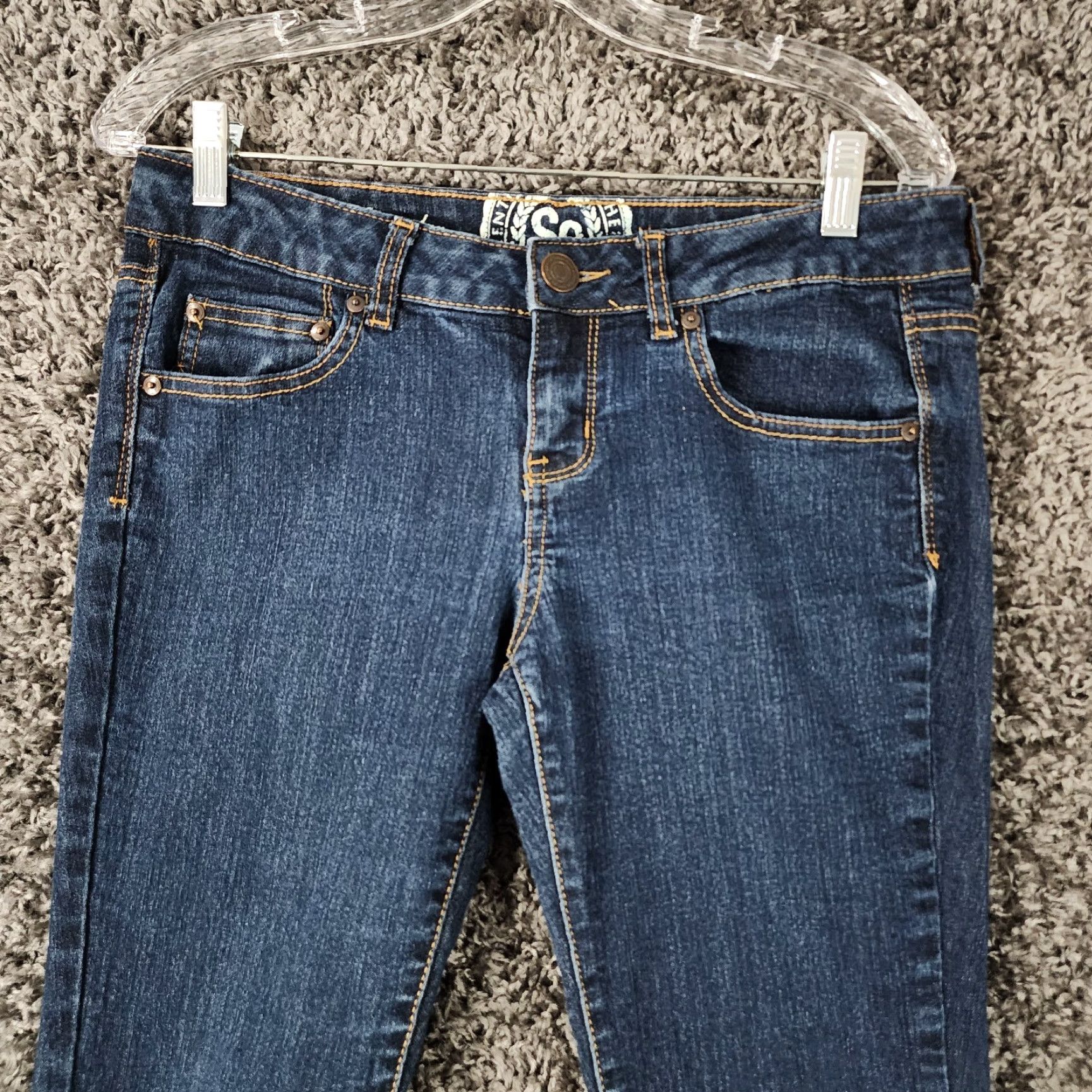 Vintage SO Womens Jeans Skinny Blue Cotton Blend Size 11 Regular 32x29 Womens Size 32" / US 10 / IT 46 - 2 Thumbnail