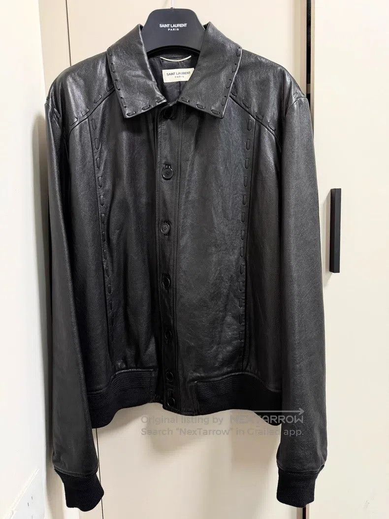 Saint Laurent Paris Saint Laurent Paris Sheep Leather Lapel Leather Jacket Bla Size US L / EU 52-54 / 3 - 1 Thumbnail
