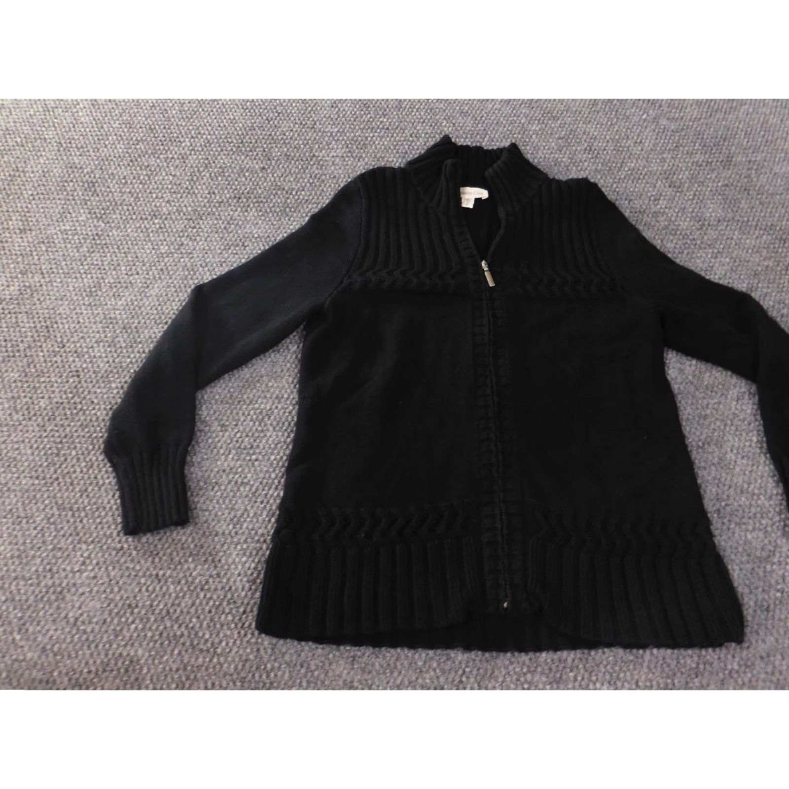 Coldwater Creek Coldwater Creek Sweater Womens Small Black Zip Mock Knit Stretch Cotton Classic Knit Sweater Size S / US 4 / IT 40 - 3 Thumbnail