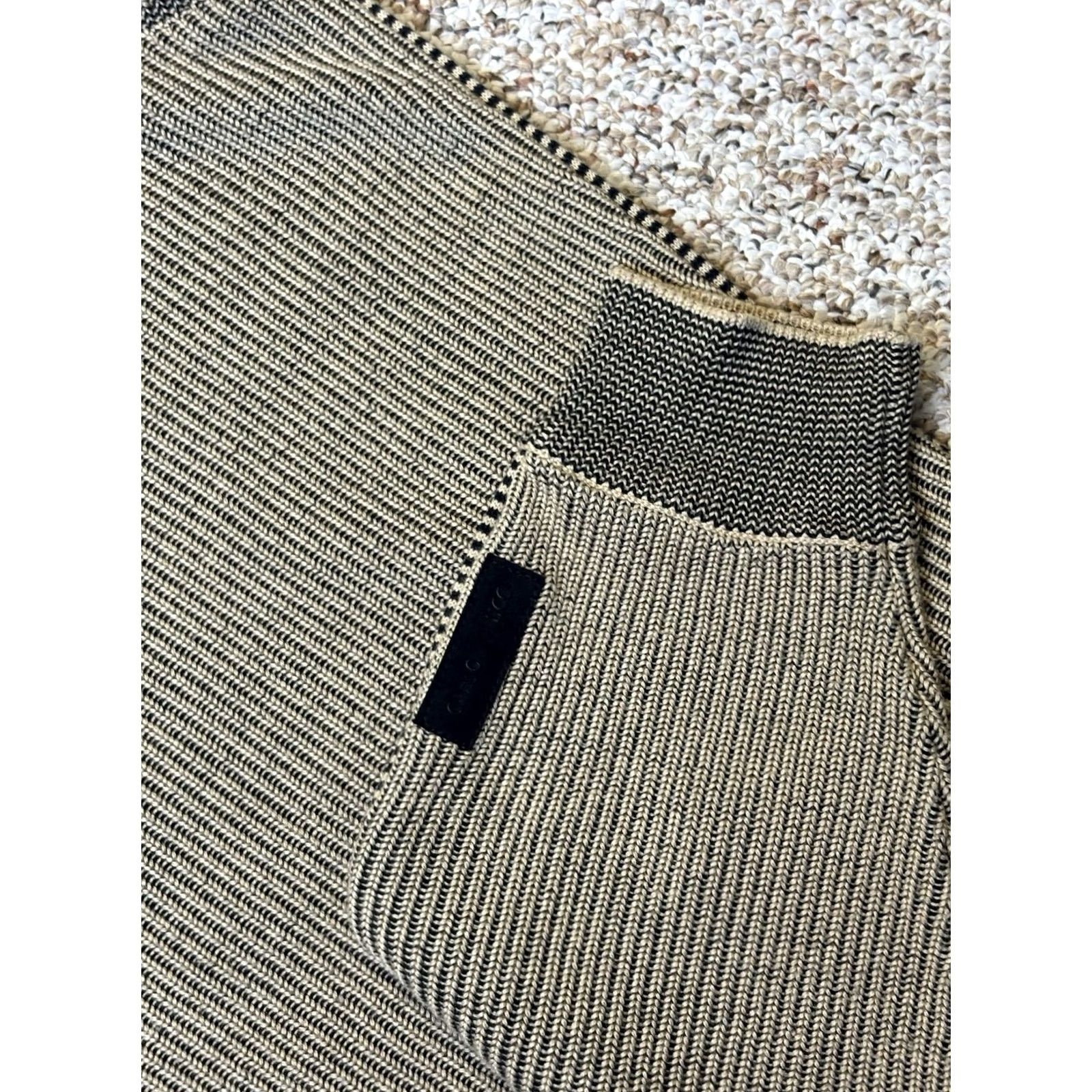 Carlo Colucci VINTAGE Carlo Colucci Sweater V-Neck Striped Mens Large Germany Made Pullover 90s Classic Designer Beige Cotton Blend Knitted Knit Regular Mens Size US L / EU 52-54 / 3 - 2 Thumbnail