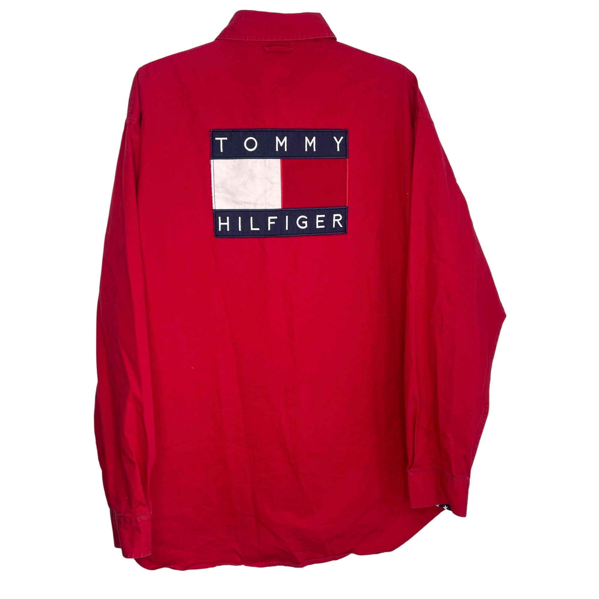 Vintage Tommy Hilfiger Button Down Red Shirt Patch XL