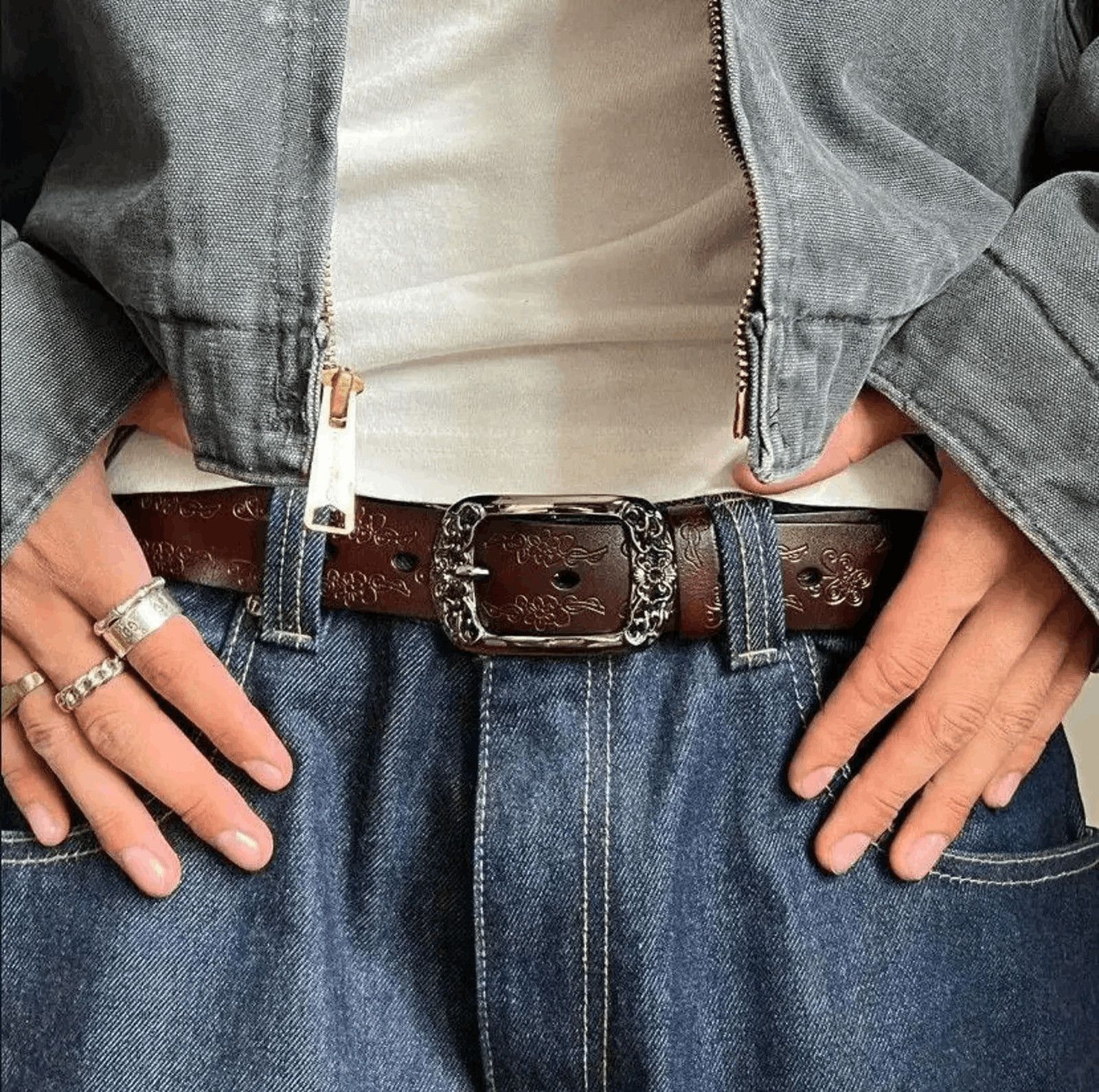 Other Stylish Leather Belt with Decorative Buckle Size ONE SIZE - 6 Thumbnail