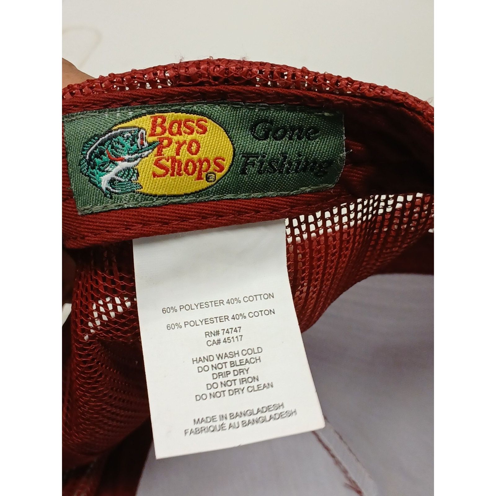 Bass Pro Shops Bass Pro Shops (OSFM) Red Snapback Mesh Trucker Hat Size ONE SIZE - 5 Thumbnail