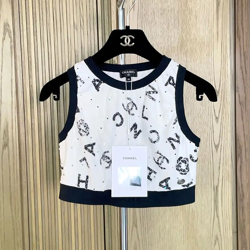 Chanel Chanel White Sequin Sleeveless Cropped Top 0089 Size XS / US 0-2 / IT 36-38 - 1 Thumbnail
