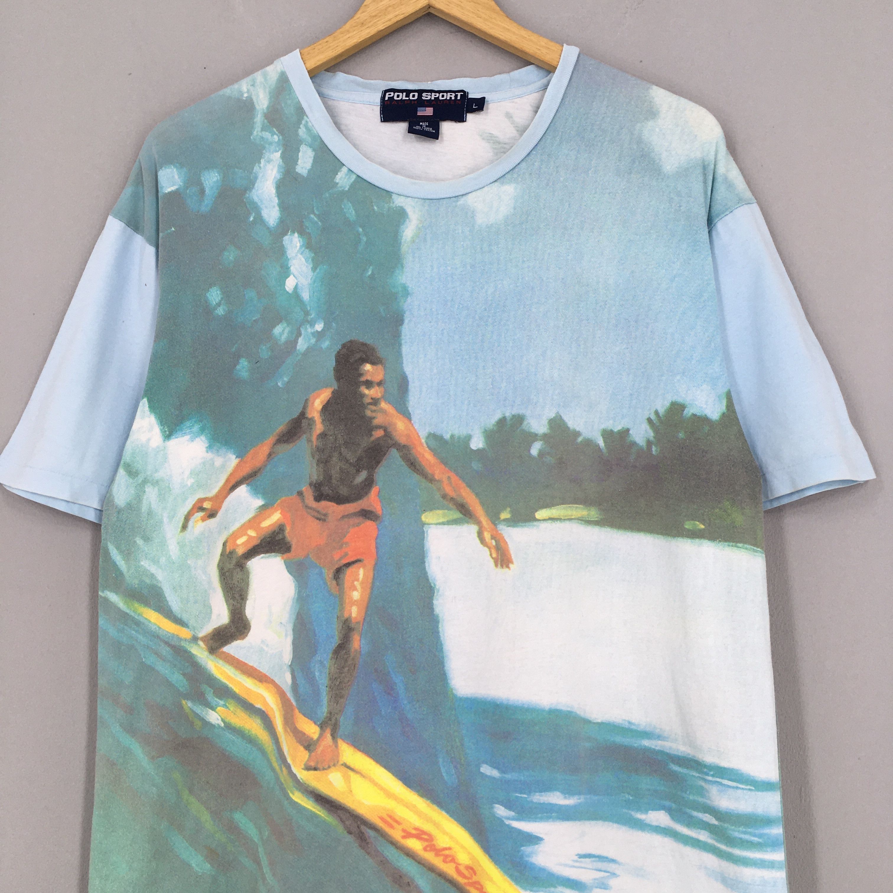 Polo Ralph Lauren × Ralph Lauren Vintage 90s Polo Sport Surfing Wave Ocean Tshirt Large Size US L / EU 52-54 / 3 - 2 Thumbnail
