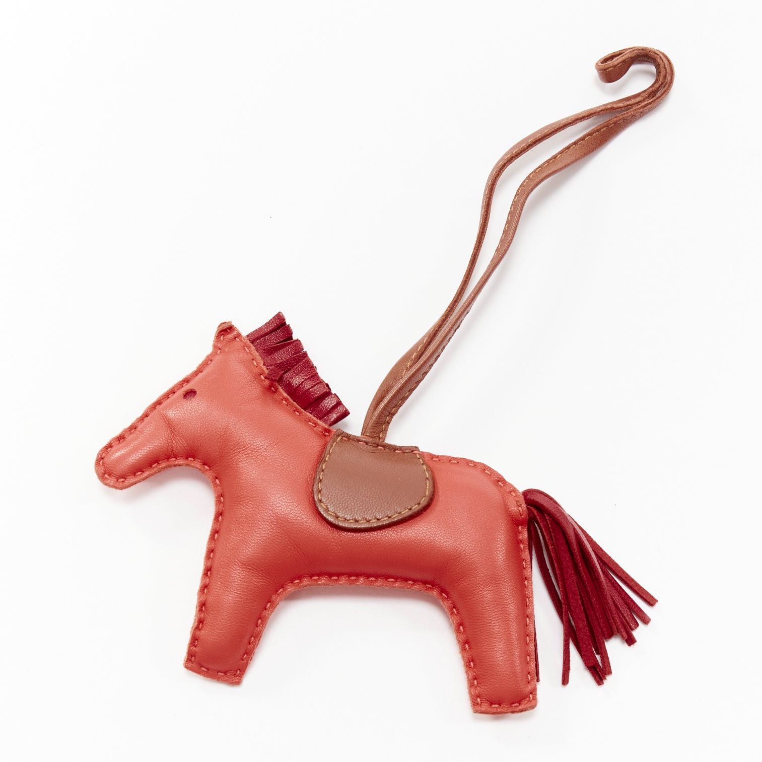 Hermes HERMES Milo Rodeo MM red leather brown trim fringed tail horse charm Size ONE SIZE - 1 Thumbnail