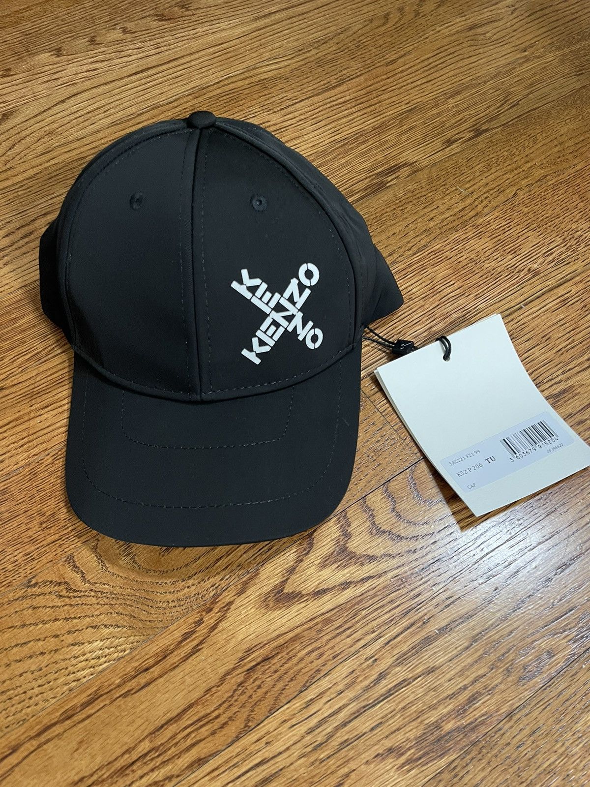 image of Kenzo | 5Ac221 F21 99 Cross Logo Print Baseball Cap - Black, Men's