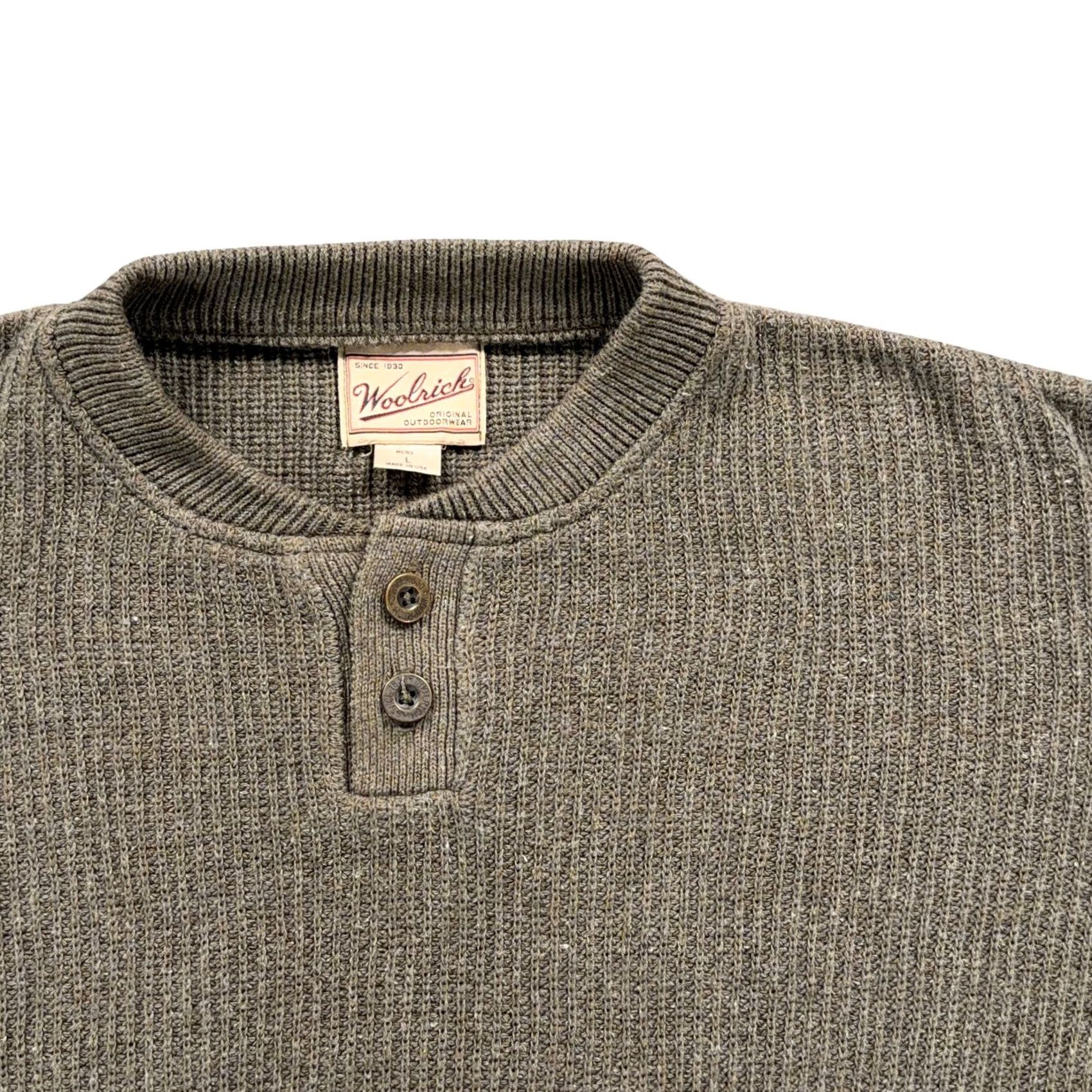 Vintage VINTAGE Woolrich Sweater Mens L Brown Adult Henley Cotton Acrylic Outdoor USA 90s Size US L / EU 52-54 / 3 - 2 Thumbnail