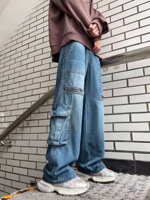 VIBE Vintage Street Hip Hop Punk Large Pocket Workwear Jeans Size US 34 / EU 50 - 2 Thumbnail