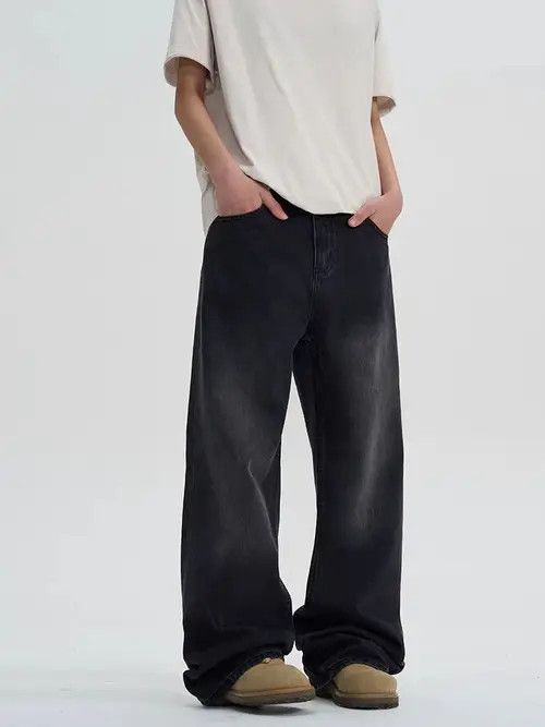 Japanese Brand High street vintage black baggy jeans Size US 34 / EU 50 - 4 Thumbnail