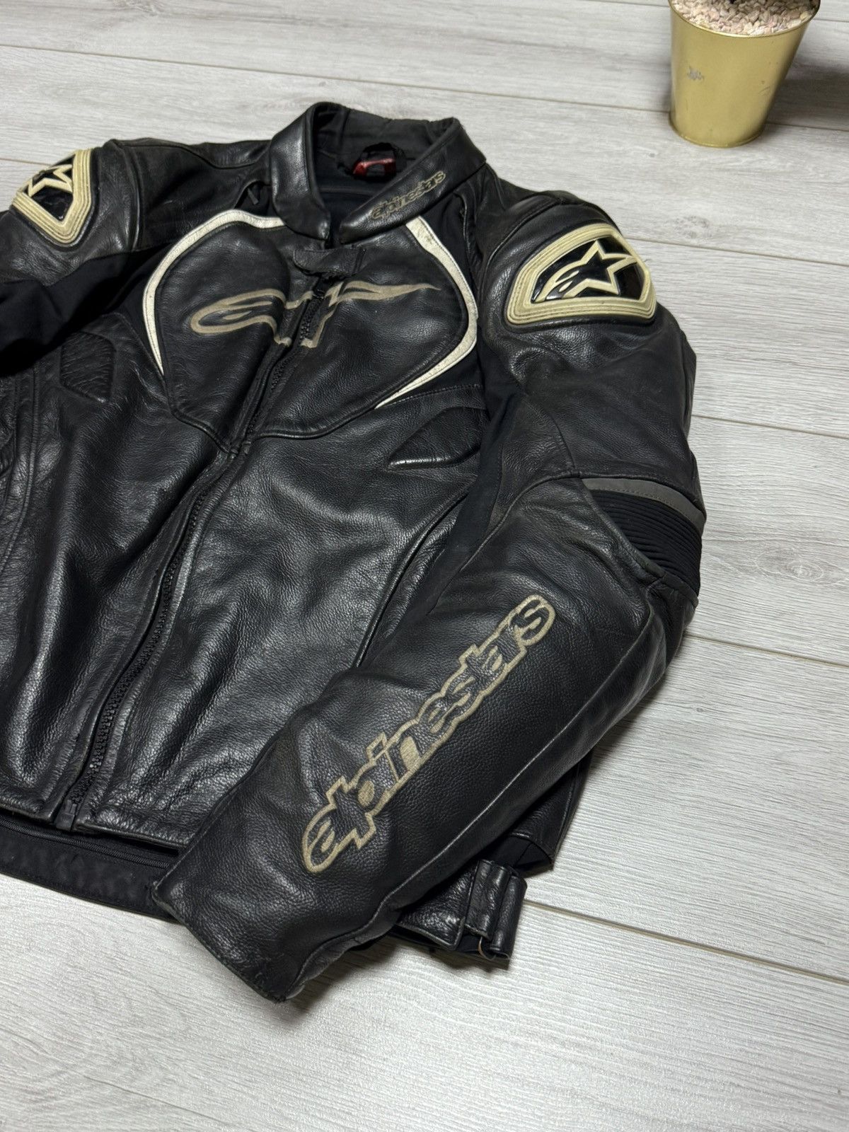 Alpinestars Alpinestars black leather racing jacket protection big logo Size US M / EU 48-50 / 2 - 2 Thumbnail