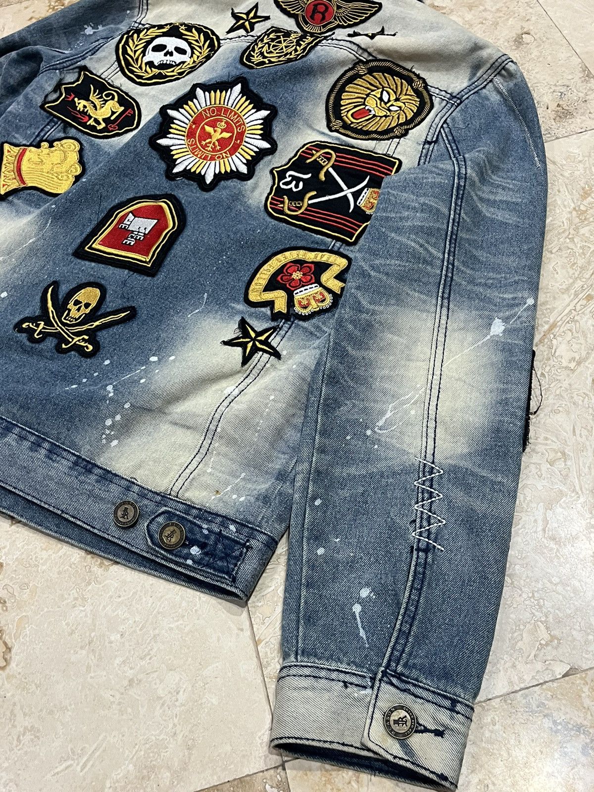 Reason CRAZY Y2K Reason Patched Distressed Denim Jacket Size US S / EU 44-46 / 1 - 13 Thumbnail