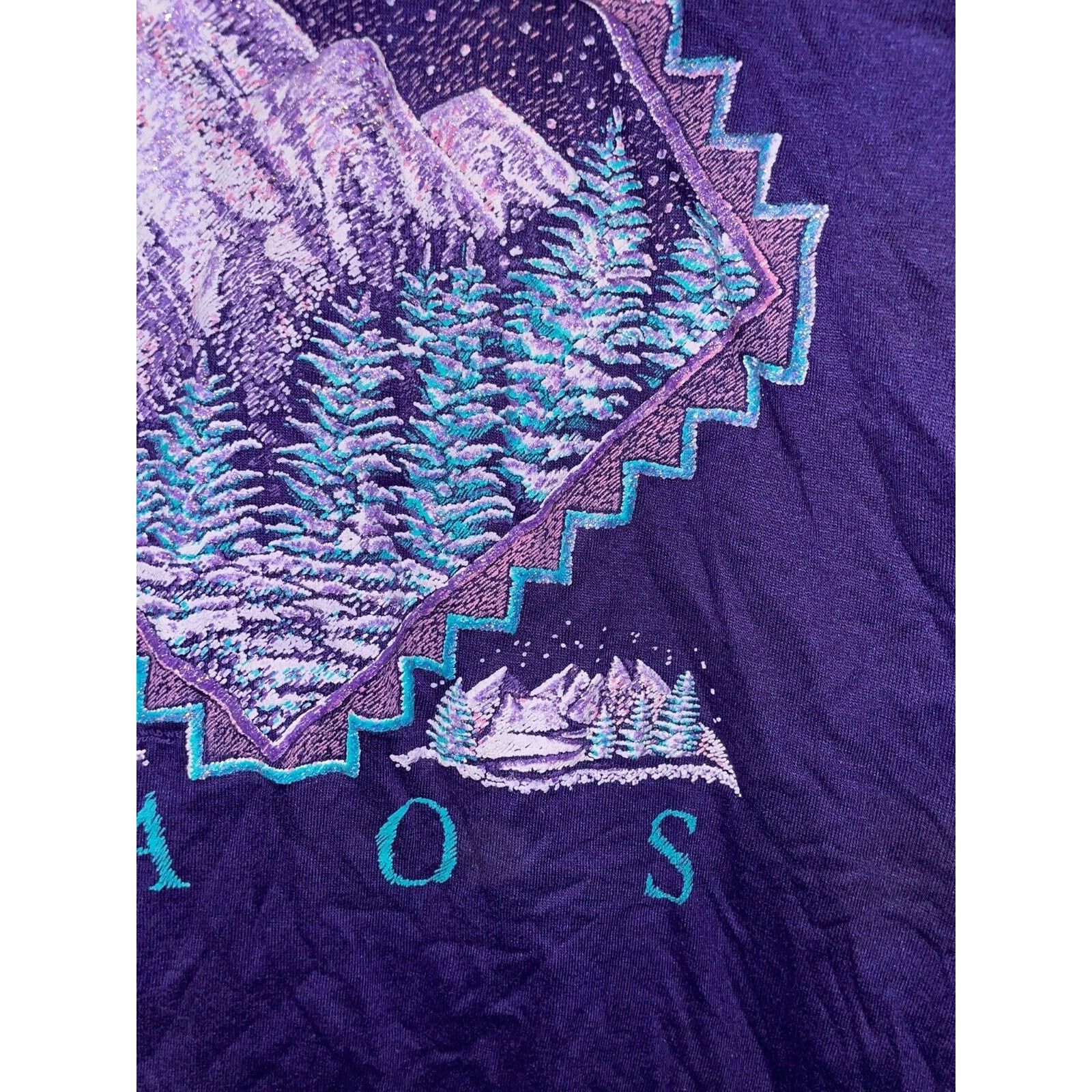 Jerzees Vintage Taos Shirt Mountains Purple Graphic Tee VTG 90s M Size US M / EU 48-50 / 2 - 3 Thumbnail