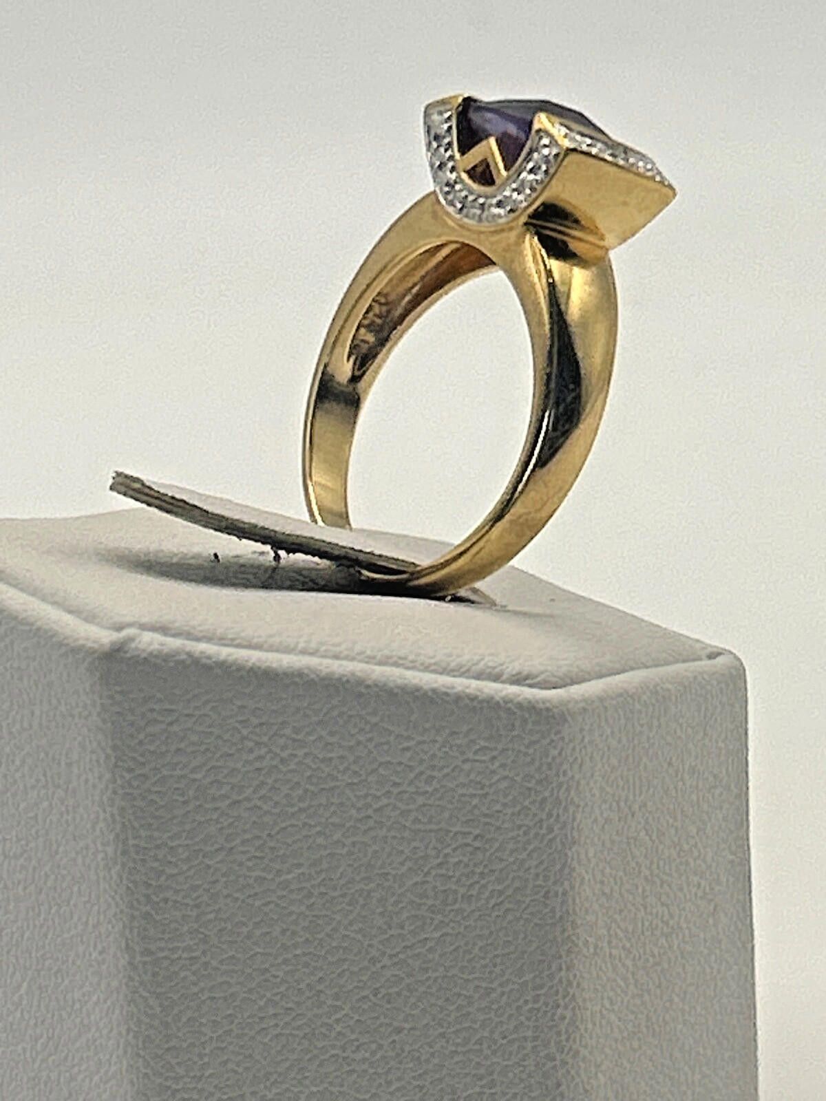Sterling Silver Vintage Gold Sterling Silver Ring Size 7.75 Purple stone Size ONE SIZE - 6 Thumbnail
