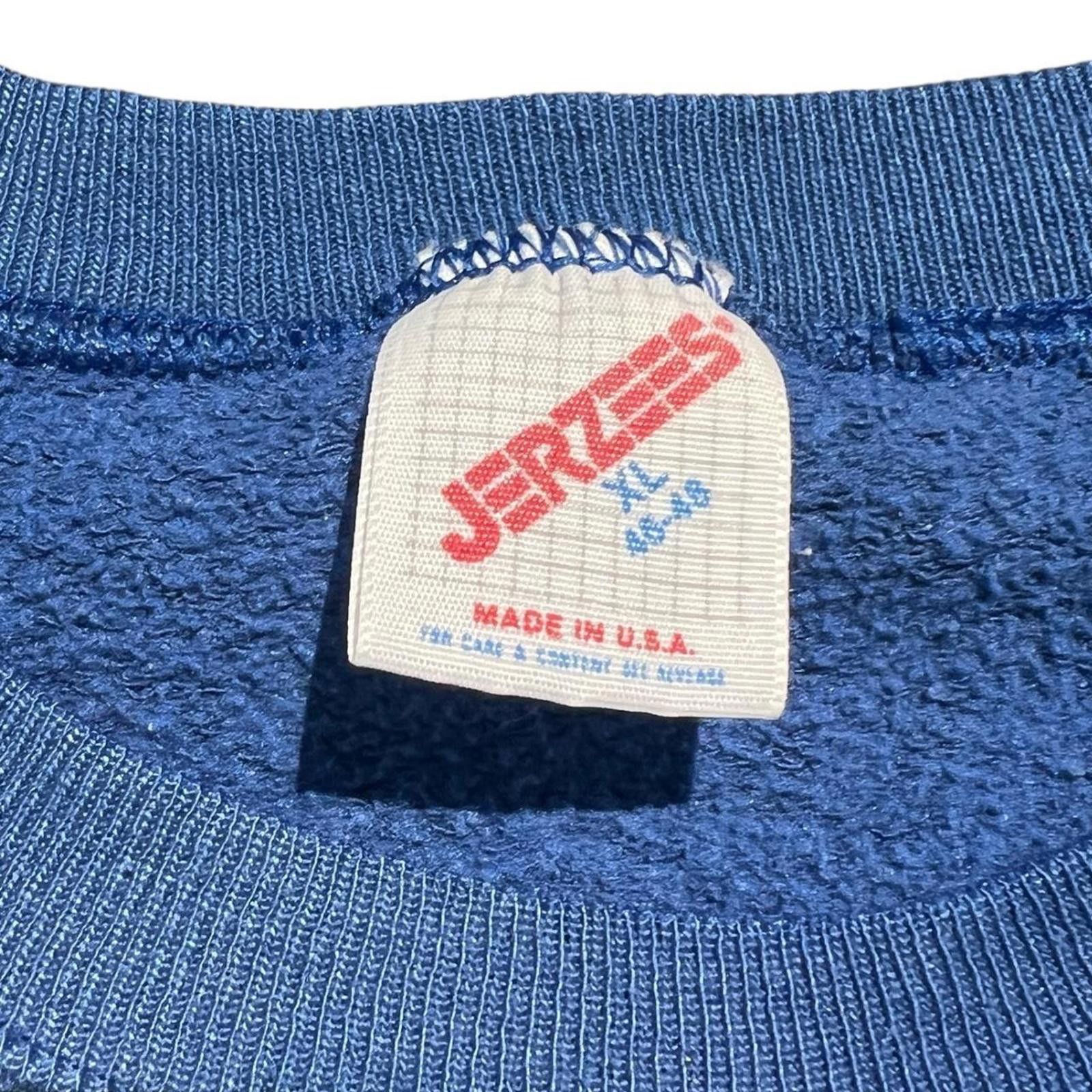 Jerzees Vintage 80s Jerzees Blank Blue Crewneck Sweater Size US XL / EU 56 / 4 - 3 Thumbnail