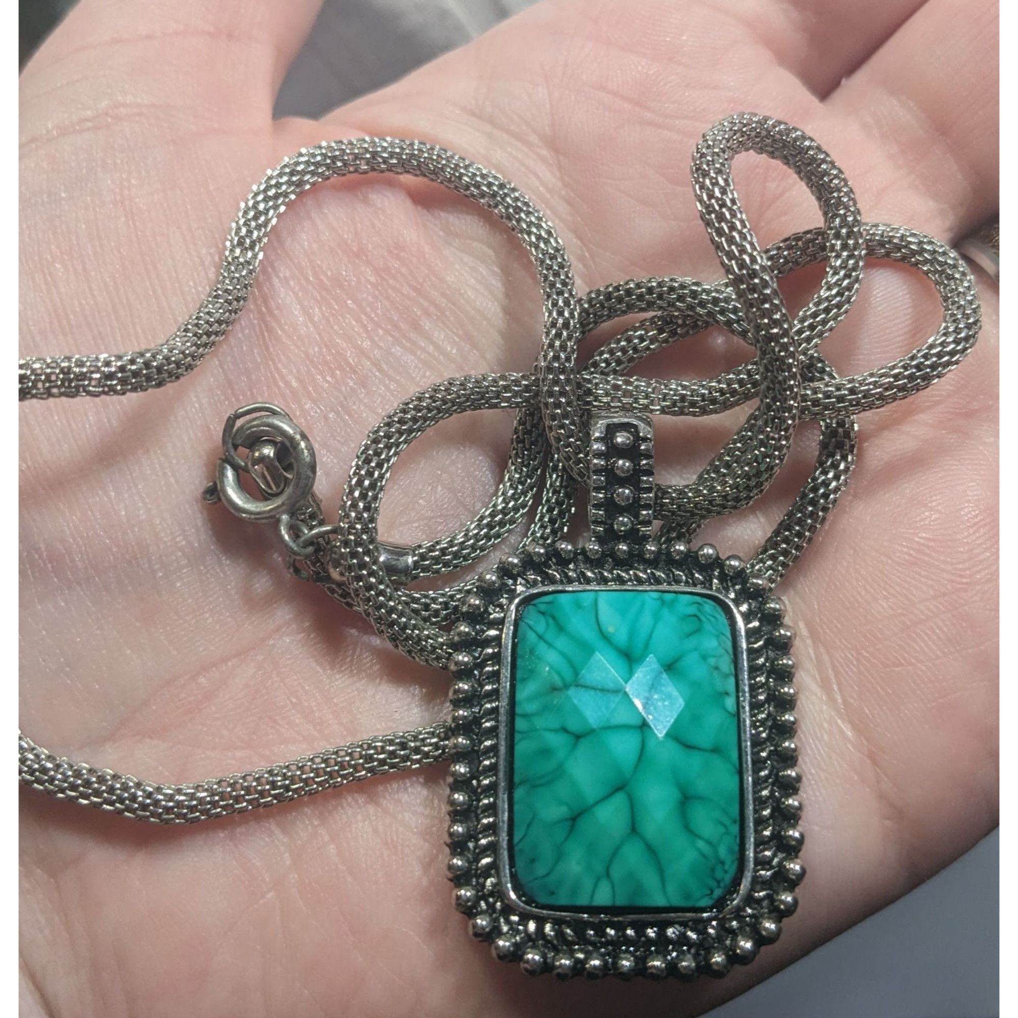 Other Funky Faceted Turquoise Tone Pendant Necklace Size ONE SIZE - 5 Thumbnail