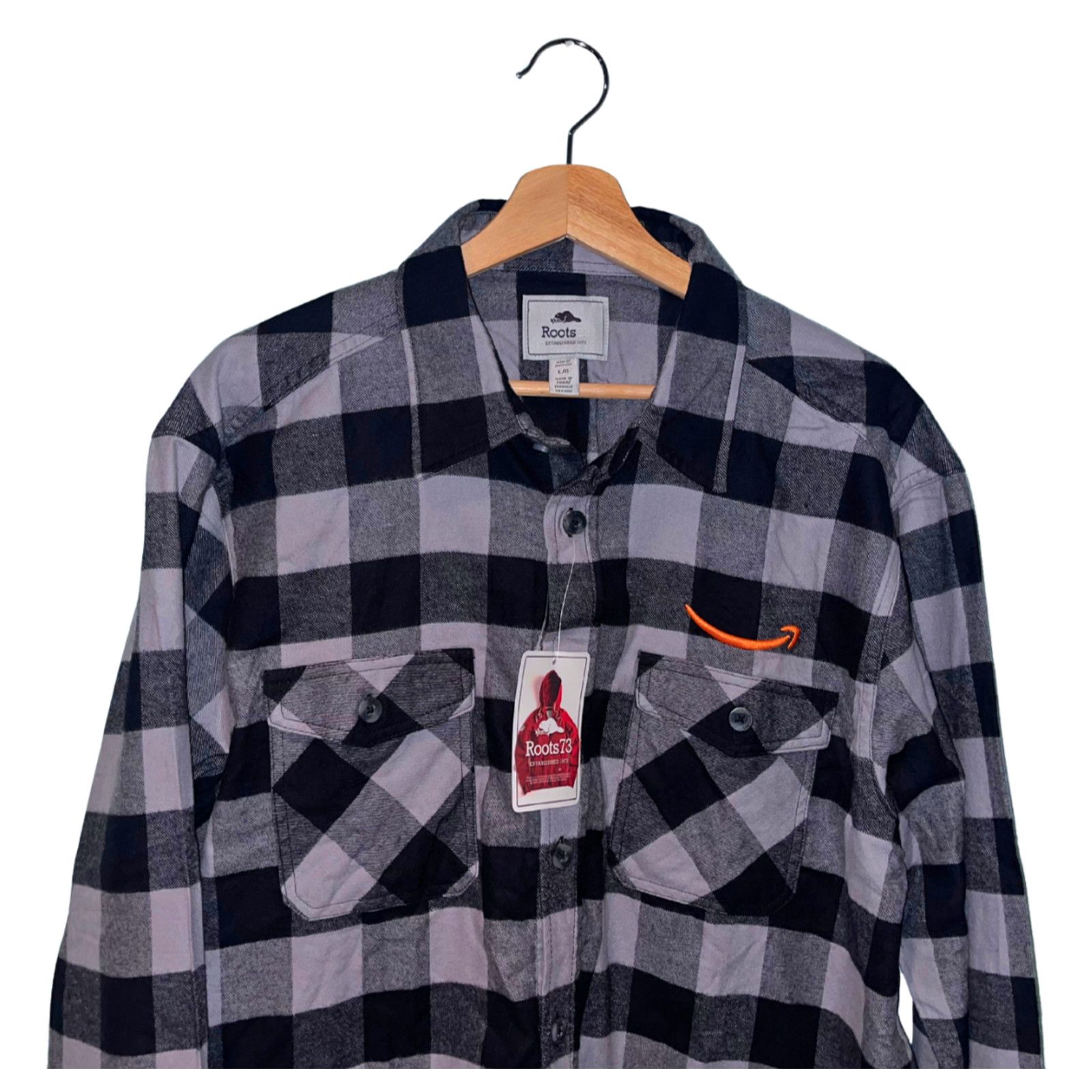 Roots Roots 73 Spruce Lake Amazon Logo Plaid Flannel Sz. L NWT Size US L / EU 52-54 / 3 - 2 Thumbnail