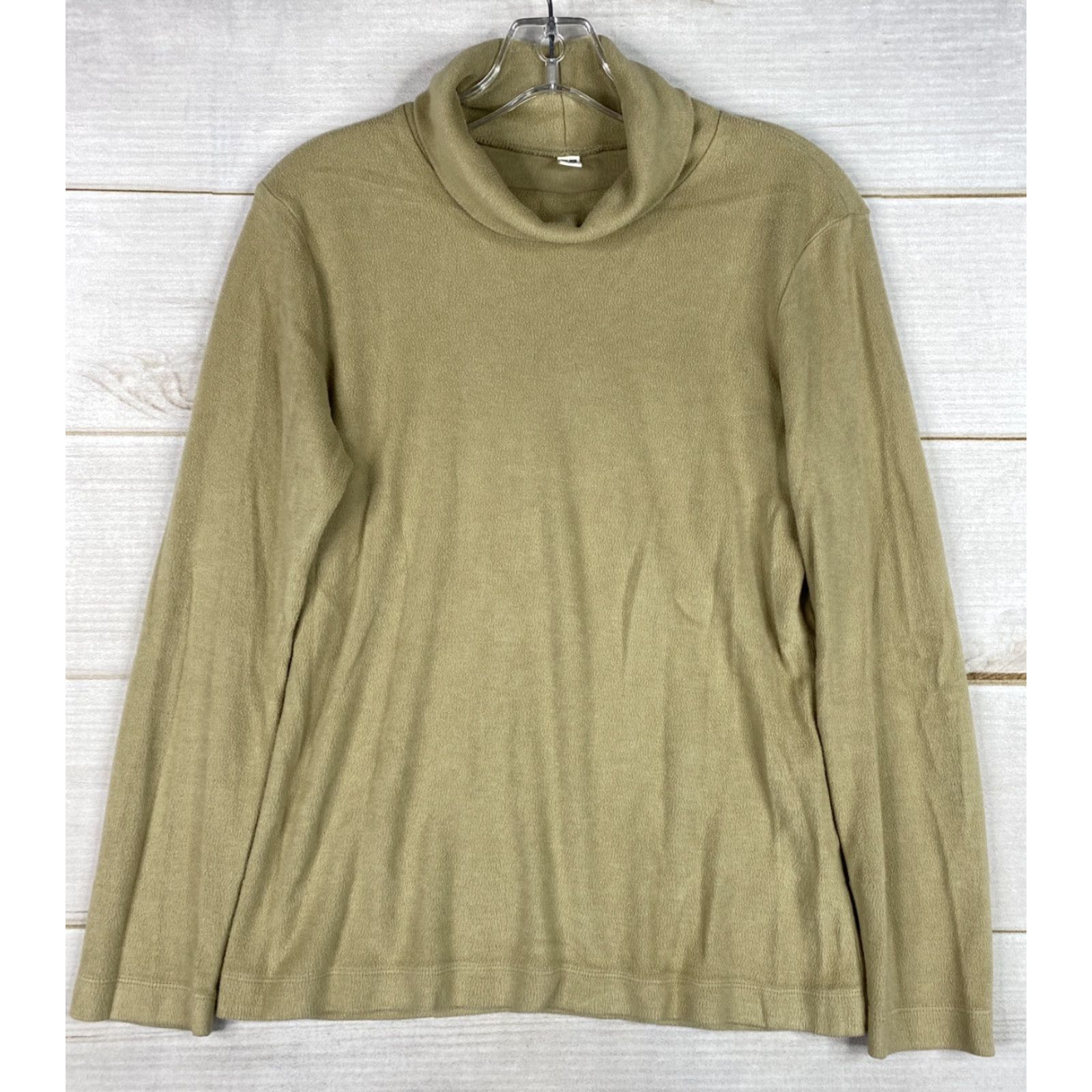 Uniqlo Uniqlo Sweater Womens L Tan Long Sleeve Turtleneck Pullover Fleece Stretch Soft Casual Fall Winter Size L / US 10 / IT 46 - 2 Thumbnail