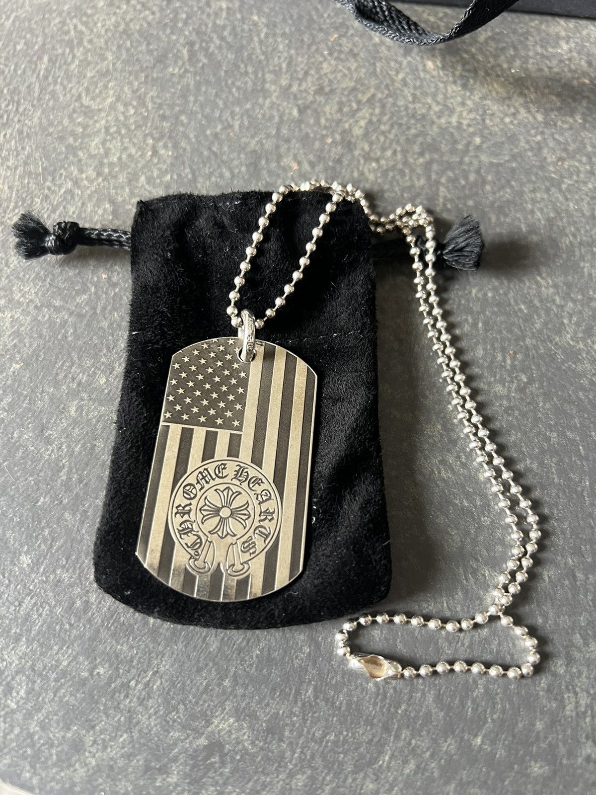 Chrome Hearts Chrome Hearts usa flag dog tag the heroes