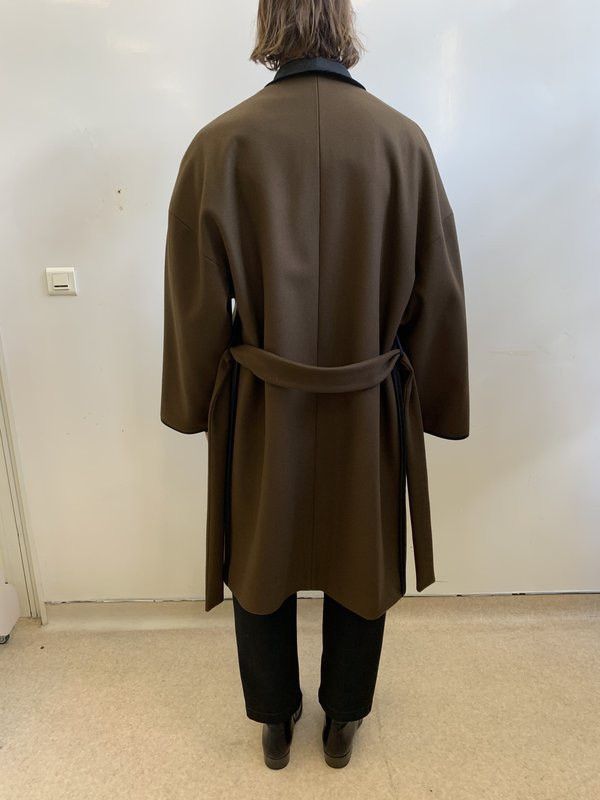 Lemaire Lemaire Wool Melton Kimono Coat Dark Brown Size US L / EU 52-54 / 3 - 5 Thumbnail