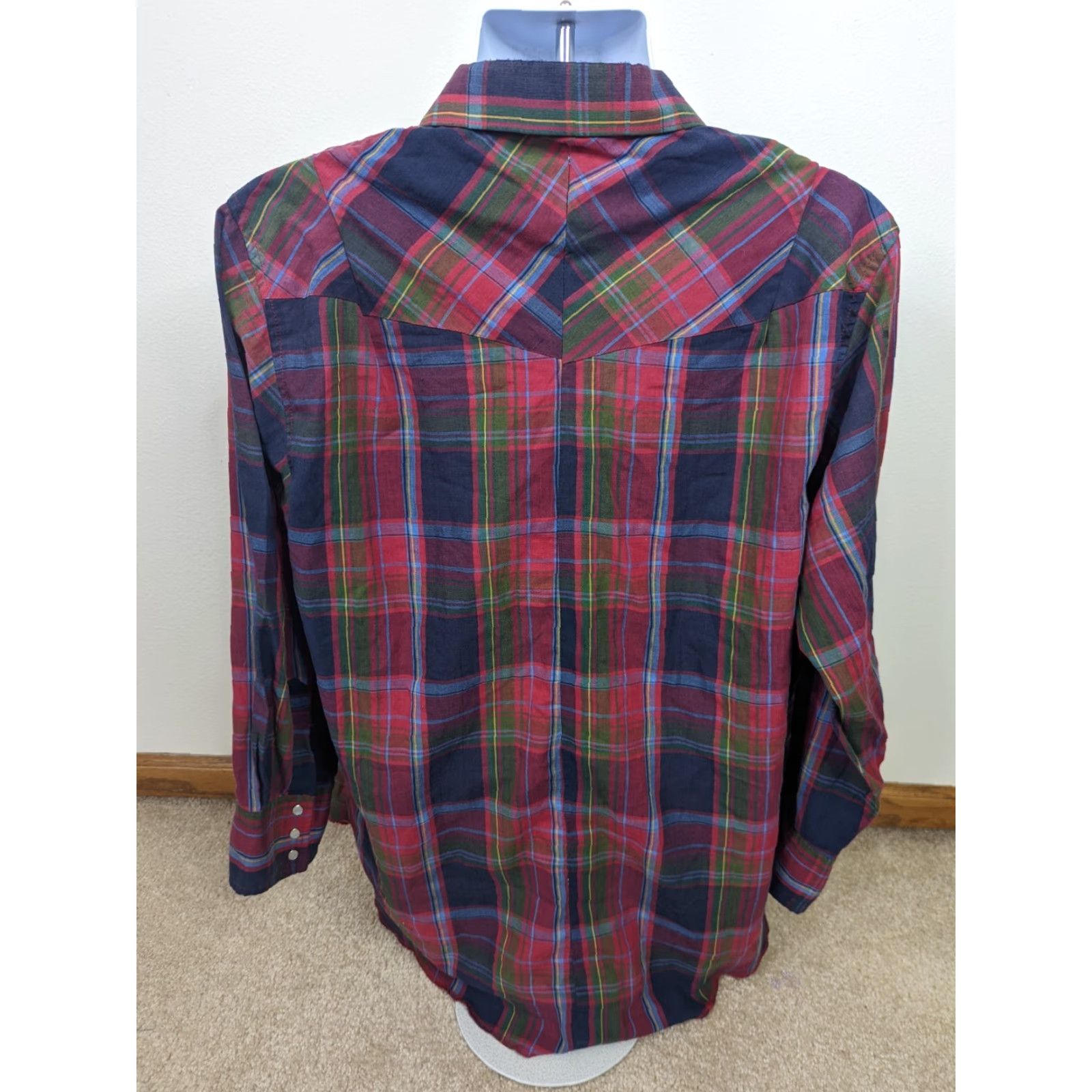 Wrangler Wrangler Western Shirt Long Sleeve Button Down Pearl Snap Plaid XL T2F Mens Shirt Size US XL / EU 56 / 4 - 3 Thumbnail
