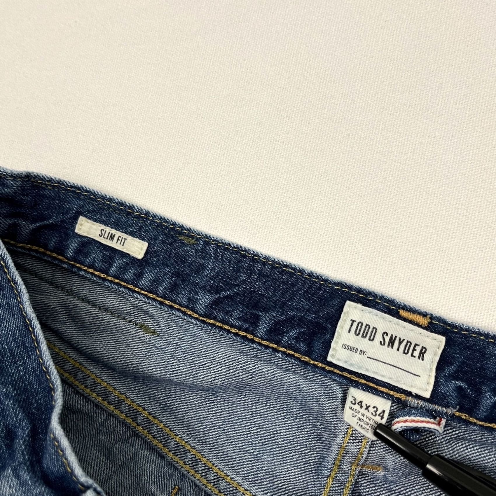 Todd Snyder Todd Snyder Jeans Mens 33x32 Slim Fit Medium Wash Blue Denim 5-Pocket Style Tapered Vintage: No Size US 33 - 3 Thumbnail