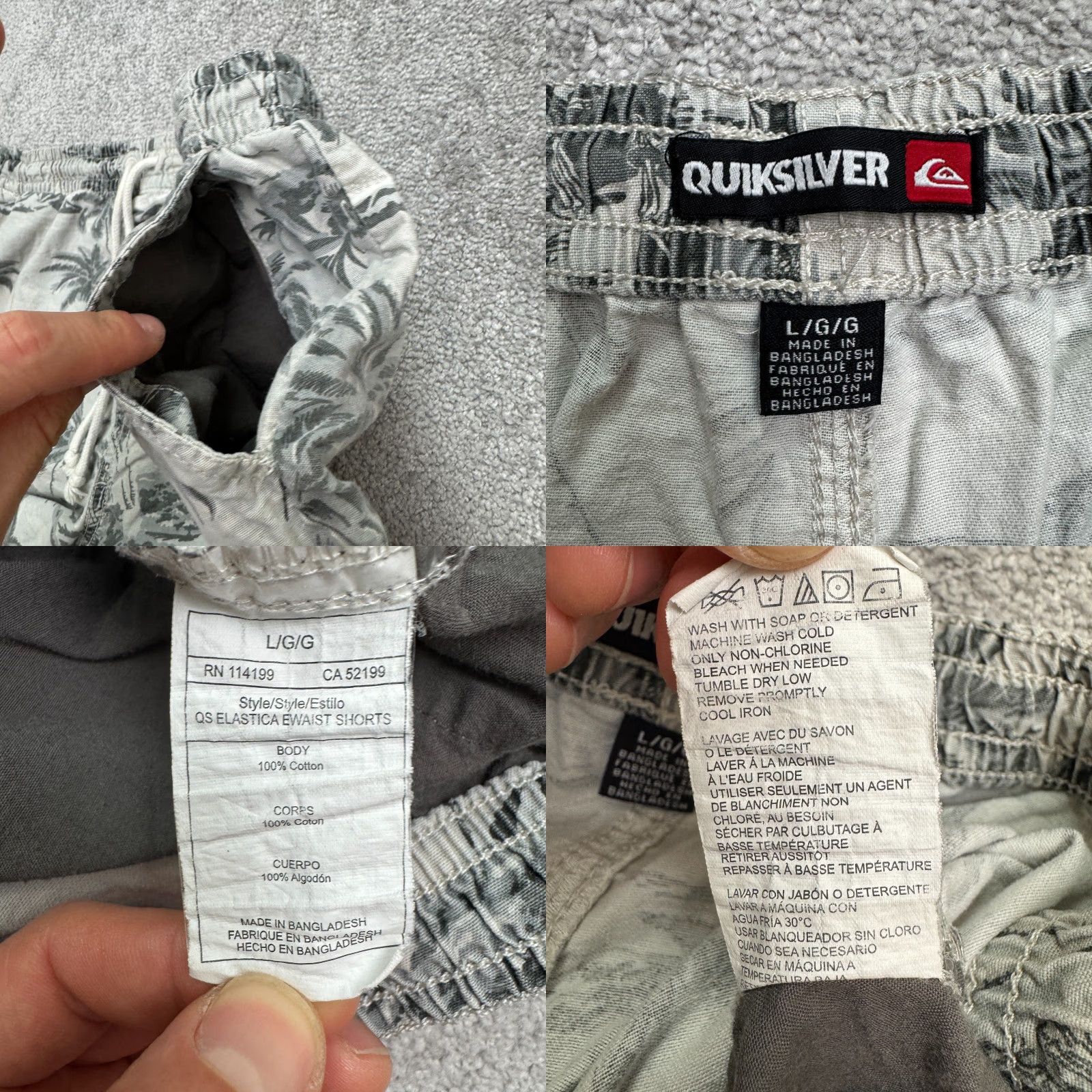 Quiksilver VINTAGE Quicksilver Hawaiian Skeleton Shorts Mens Large Gray Cotton Casual Beachwear Festival 90s Mens Size US 33 - 8 Thumbnail