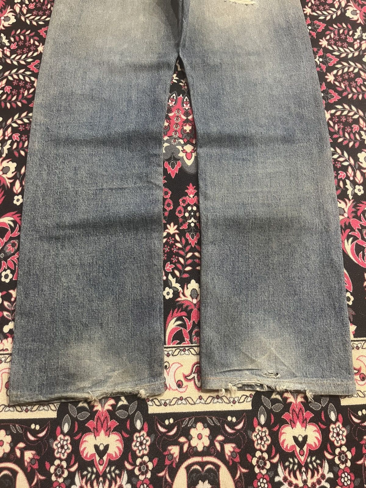 No Faith Studios Edwin 505XX Blue Faded Washed Distressed Selvedge Jeans Size US 29 - 12 Thumbnail