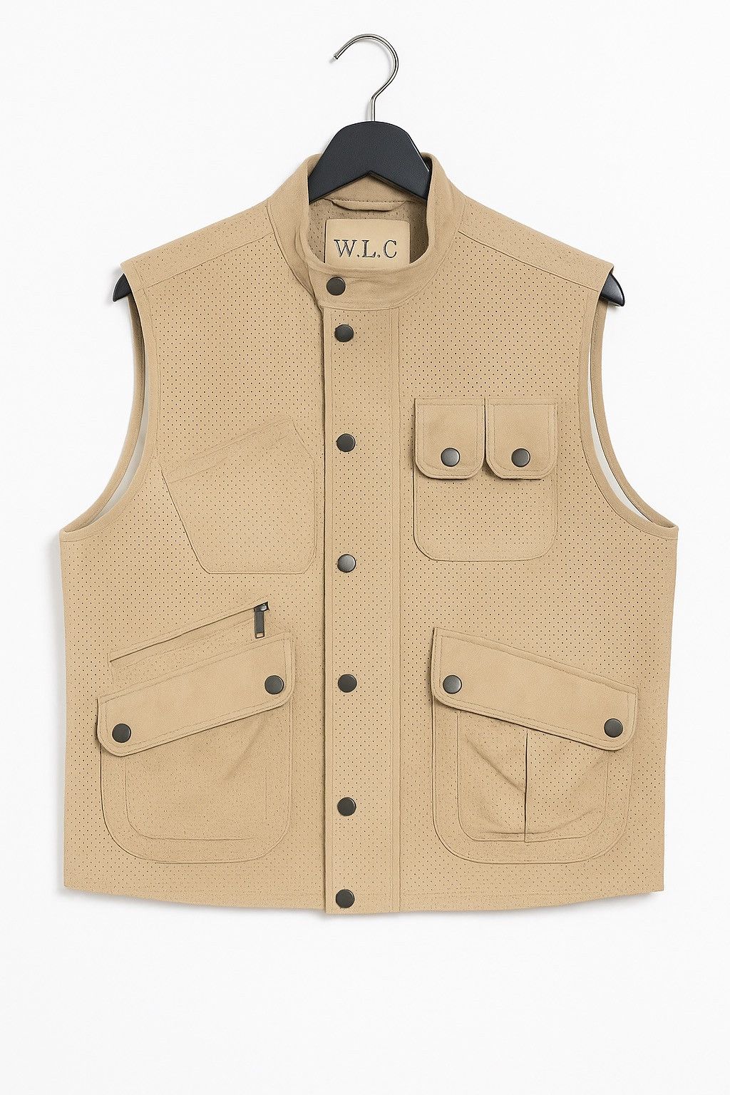 Japanese Brand Vintage W.L.C Beige Suede Perforated Utility Vest – Japanese Size US L / EU 52-54 / 3 - 1 Thumbnail