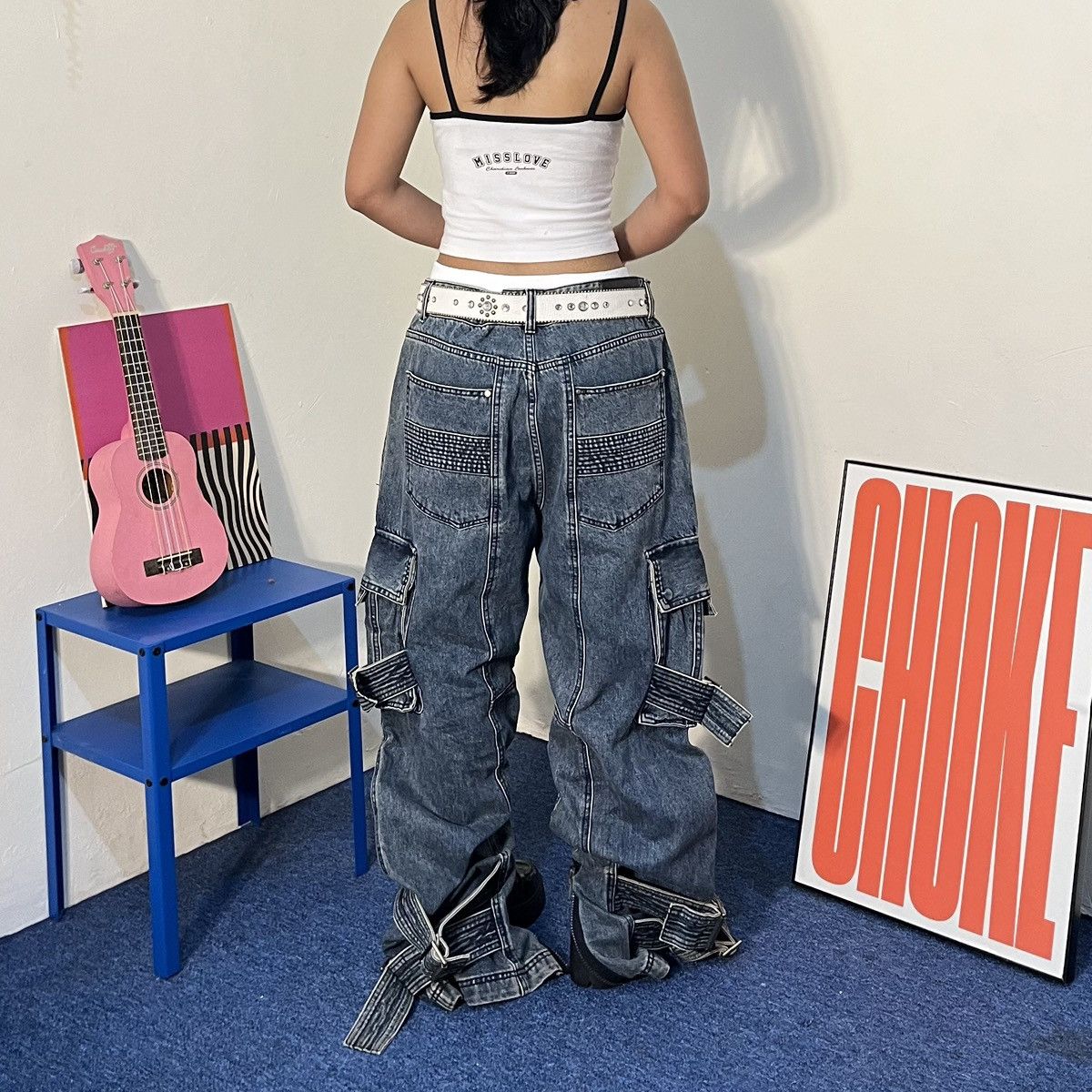 Japanese Brand Vtg denim cargo pants grunge style Size US 35 - 3 Thumbnail