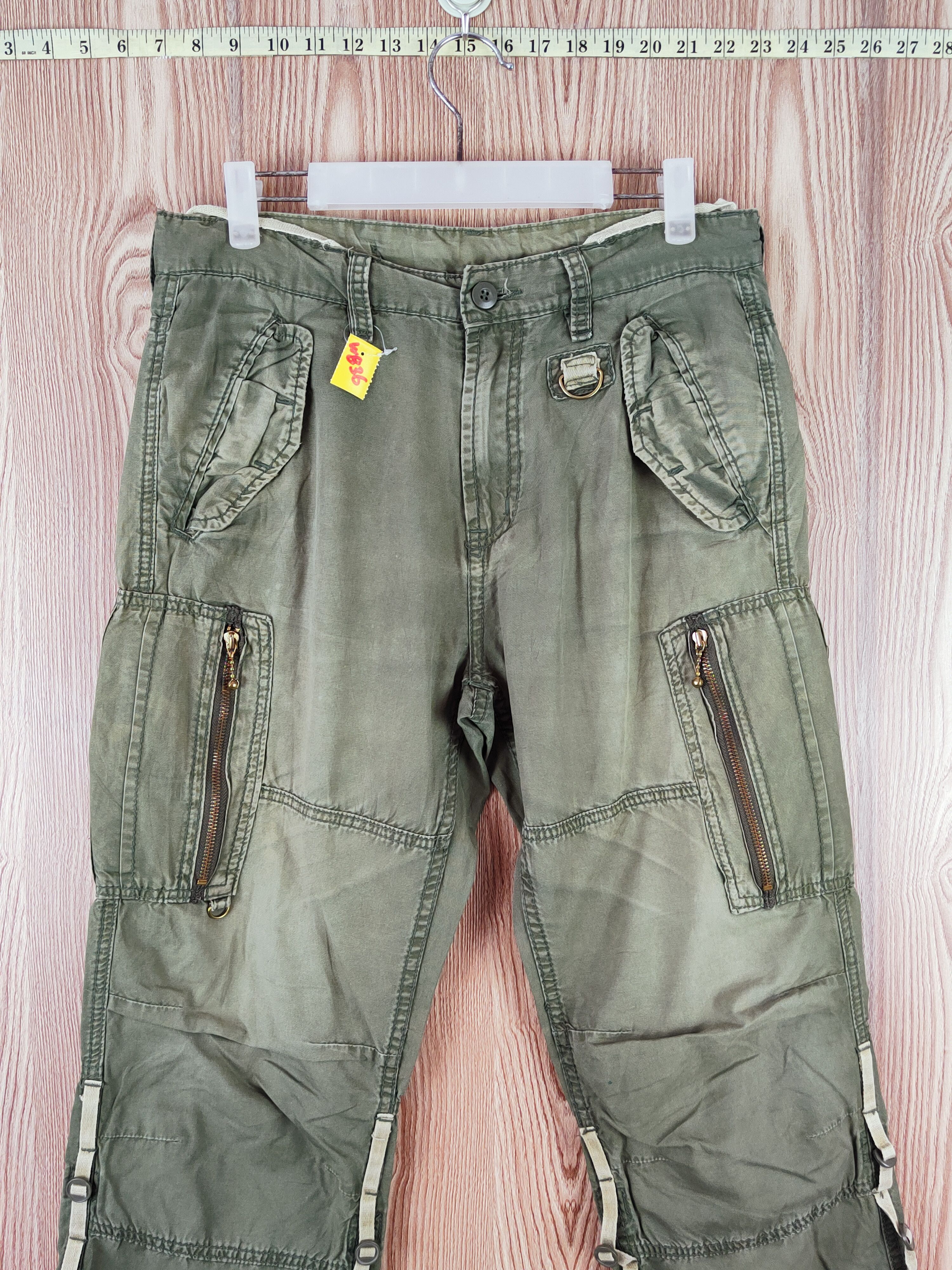 Japanese Brand Japanese Brand Green Faded Multipocket Cargo Pants #W846 Size US 32 / EU 48 - 2 Thumbnail