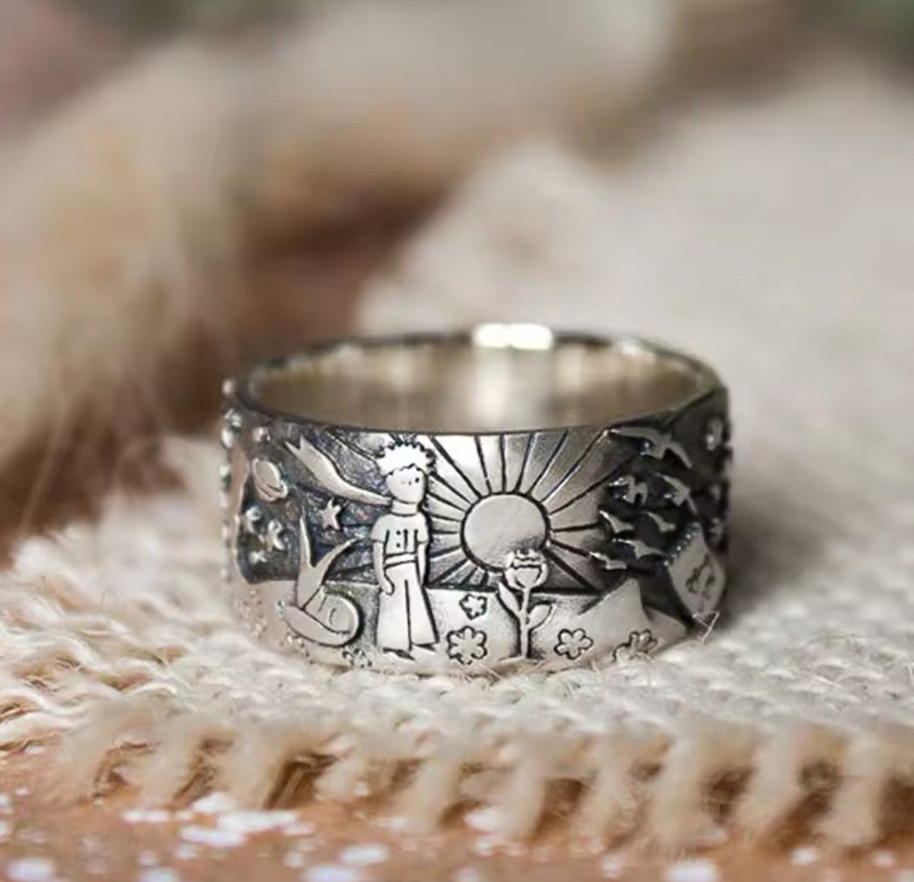 Jewelry x Vintage Anime Retro Vintage Ring Unisex in Silver, Men's
