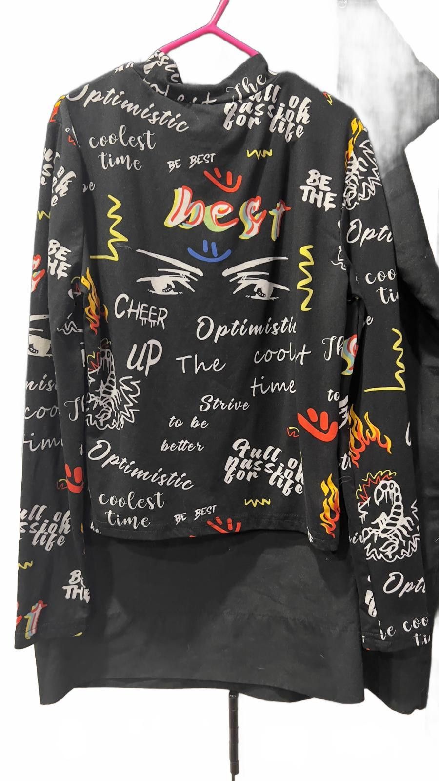 Shein SHEIN Youth Graphic Long Sleeve Top - Black and Colorful Size ONE SIZE - 2 Thumbnail