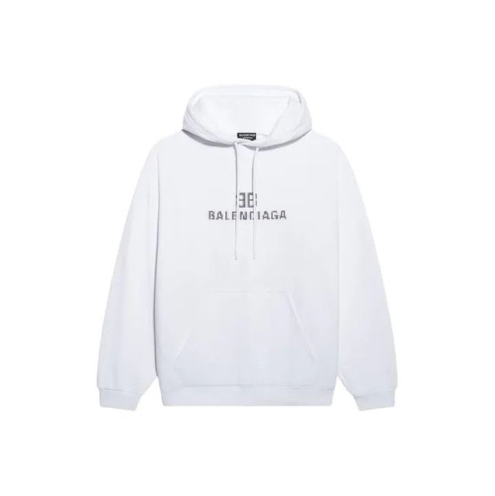 Balenciaga Balenciaga White Logo Drawstring Hoodie Size US M / EU 48-50 / 2 - 1 Thumbnail
