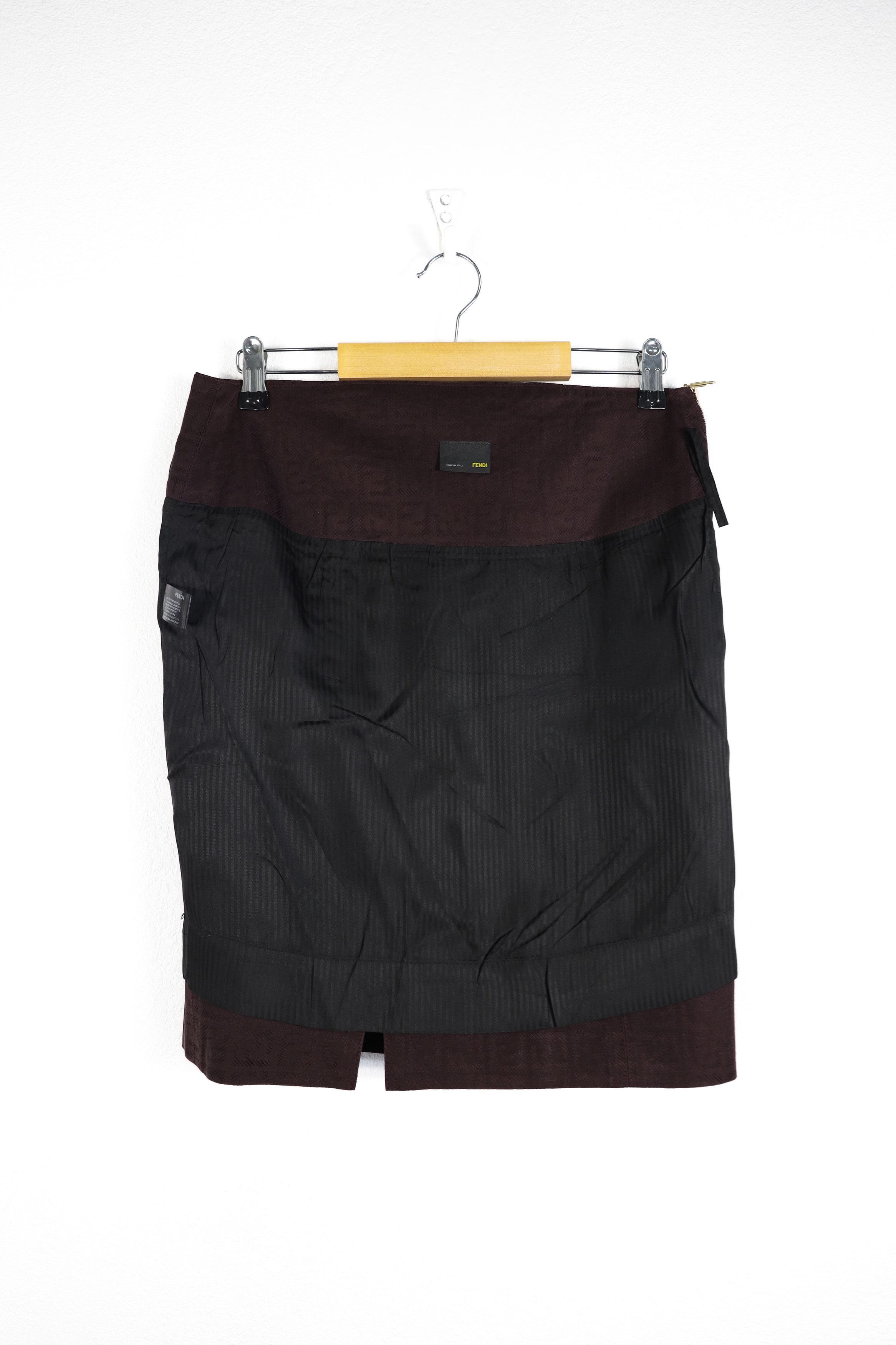 Fendi Fendi Dark Purple Monogram Zucca Logo Zip Midi Skirt Size 28" / US 6 / IT 42 - 8 Thumbnail