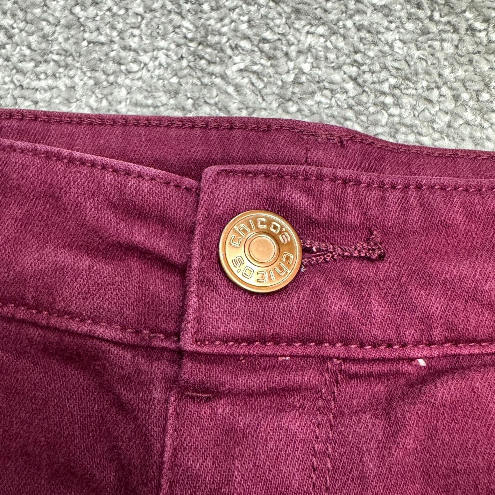 Vintage Chico's The Platinum Jegging Skinny Denim Jeans Women 1 Maroon High Rise Stretch Size 25" / US 0 / IT 36 - 3 Thumbnail