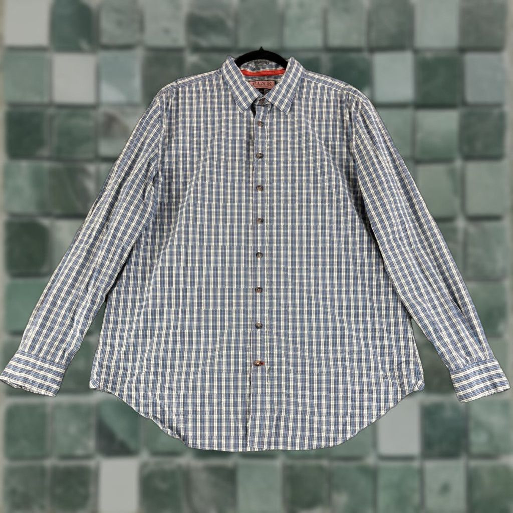 Pinko Thomas Pink Button-Up Shirt Men XL Blue Plaid Casual Fit Long Sleeve Cotton Size US XL / EU 56 / 4 - 1 Thumbnail