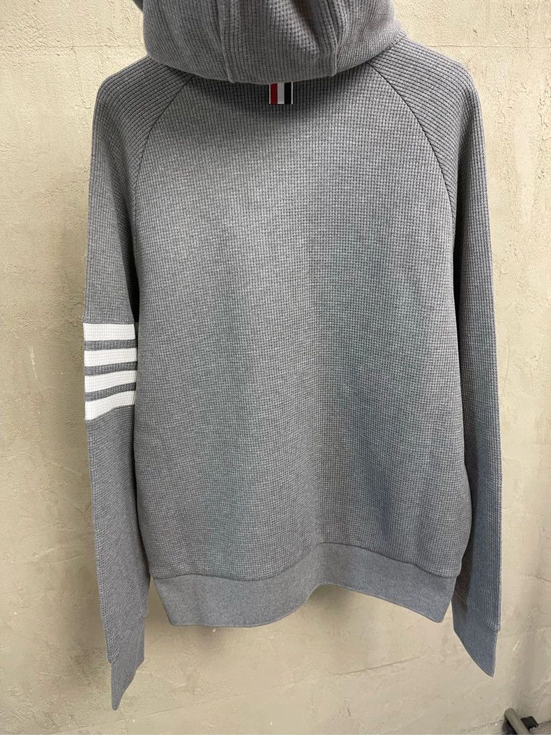 Thom Browne Thom browne Gray classic four-striped waffe zipper jacket 2 Size US L / EU 52-54 / 3 - 4 Thumbnail