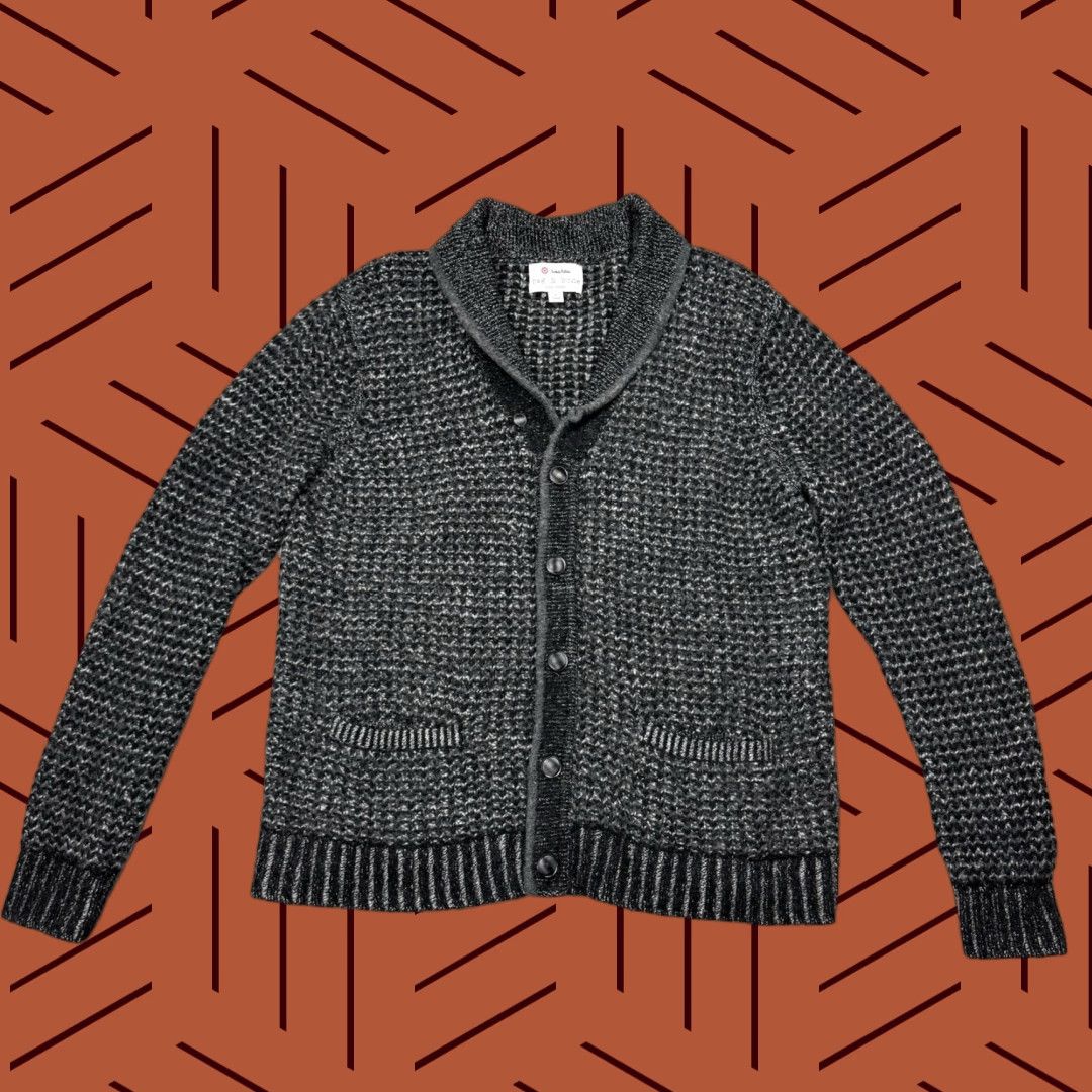 Rag & Bone VINTAGE Rag & Bone Men's Sweater Cardigan Large Knit Black Grey Casual Winter 90s Size US L / EU 52-54 / 3 - 1 Thumbnail