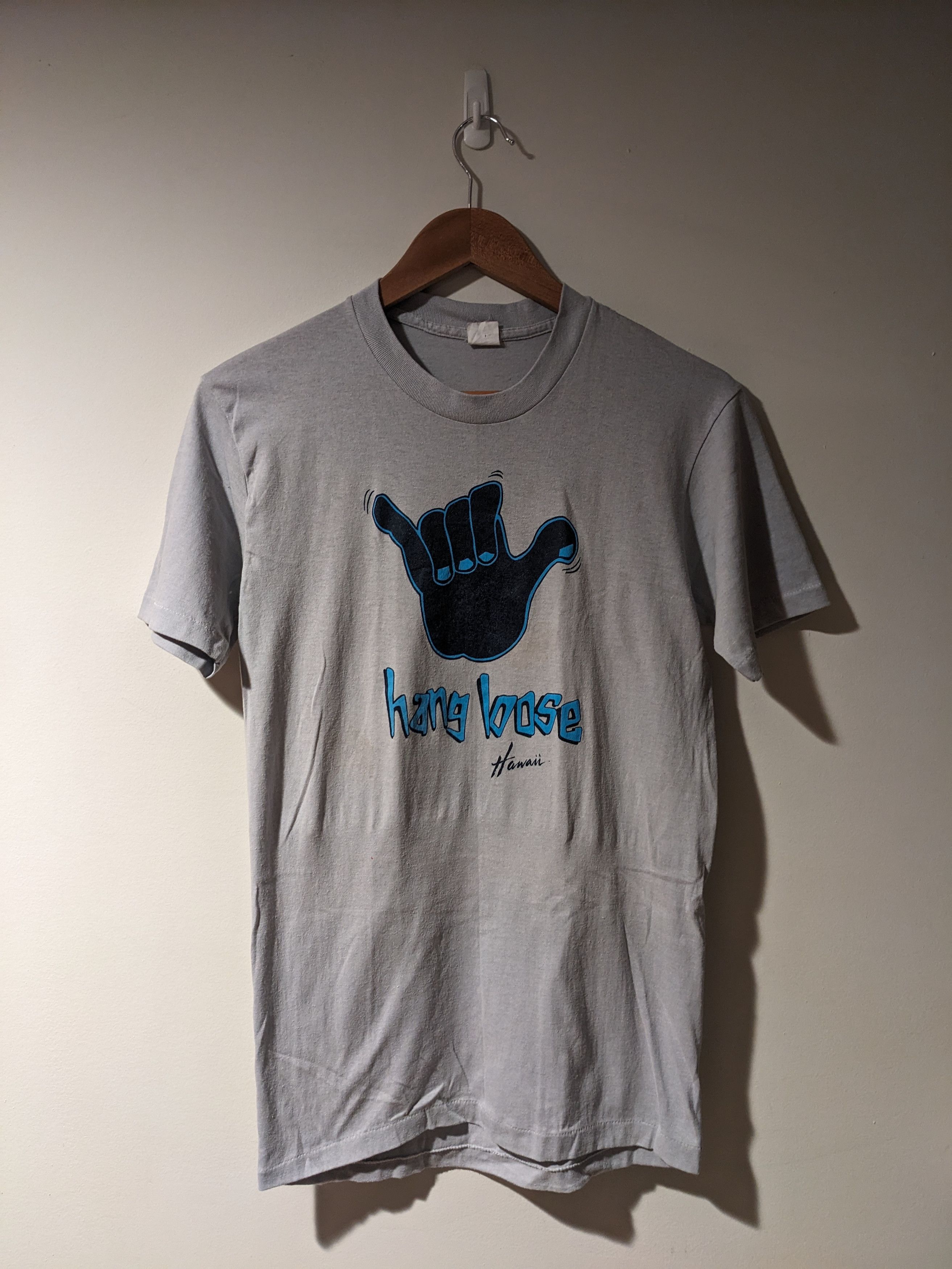 Arts & Science Vintage 80s Hang Loose Hawaii Gray Large T-Shirt Size US L / EU 52-54 / 3 - 1 Thumbnail